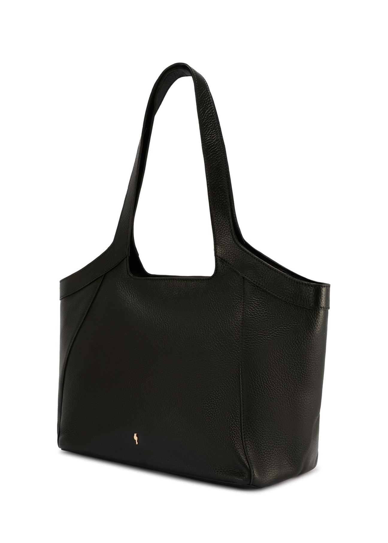 Duża skórzana torebka damska TORES-1205-9I(W26) - widok produktu po skosie, na białym tle. 