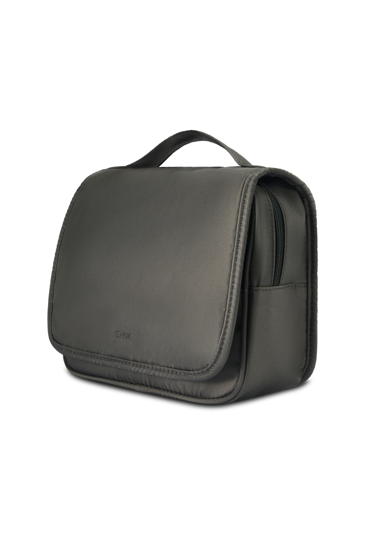 Kosmetyczka męska w kolorze ciemnoszarym TORMN-0370-95(Z25), widok produktu skosem na białym tle.