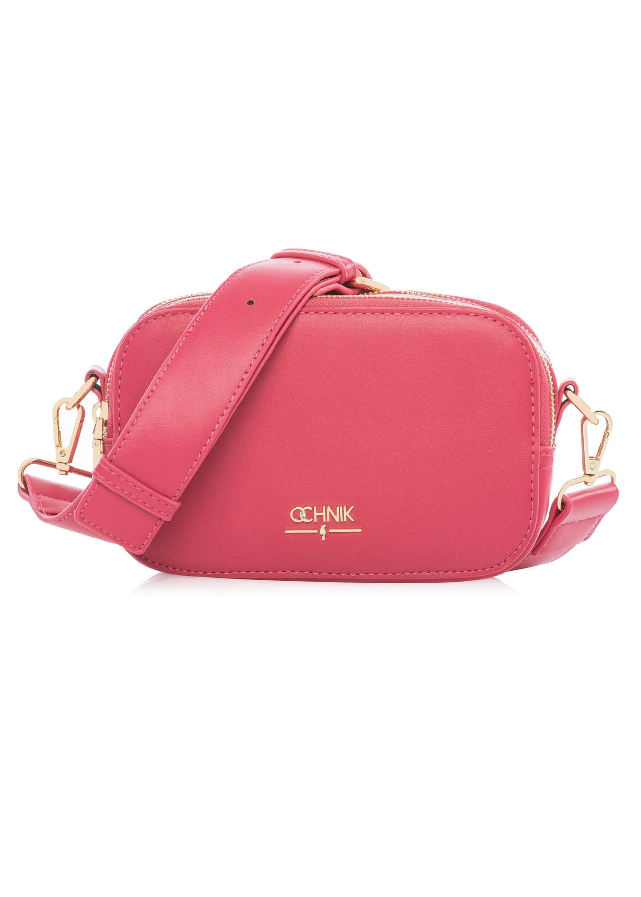 Fuksjowa mała torebka damska TOREC-1172-5E(W26)- widok produktu z przodu, na białym tle. 