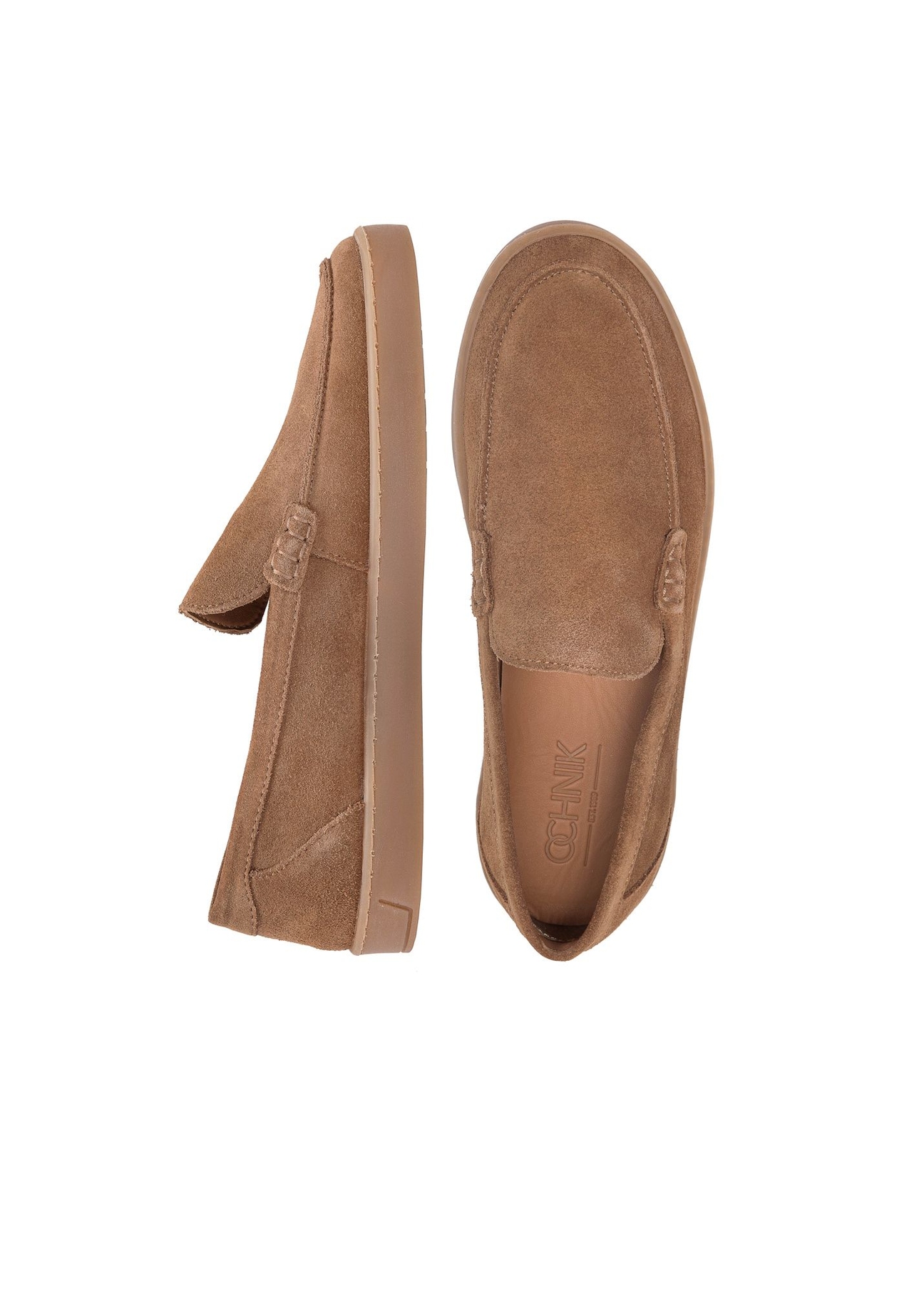 Skórzane mokasyny męskie w kolorze brązowym BUTYM-0499-87(W25)-06