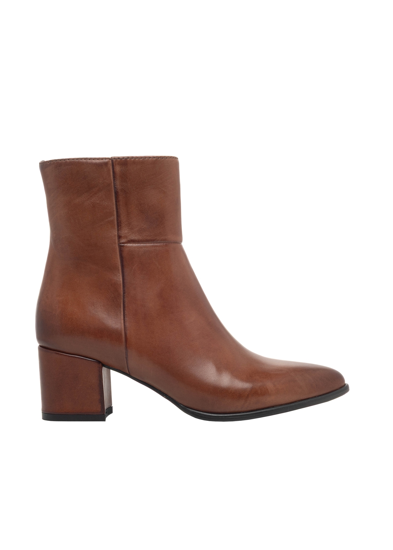 Skórzane botki damskie w kolorze koniaku BUTYD-1186-1F(Z26)