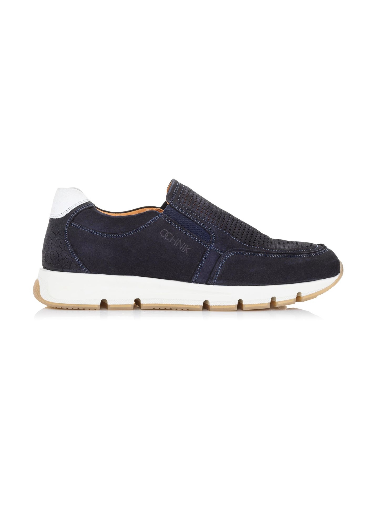 Granatowe skórzane sneakersy męskie BUTYM-0433-69(W23)-01