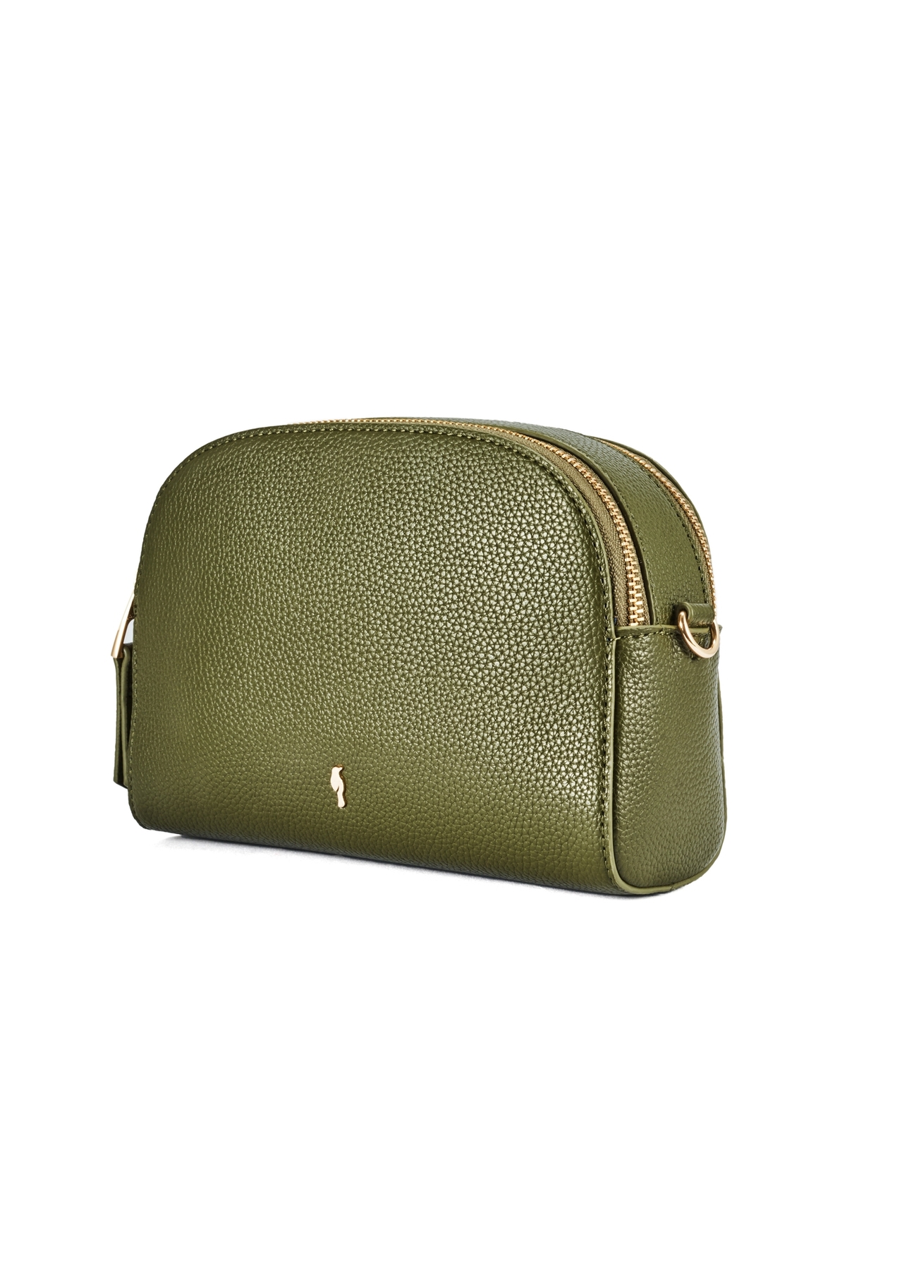 Mała torebka damska khaki TOREC-0036E-55(Z25), widok produktu skosem na białym tle.