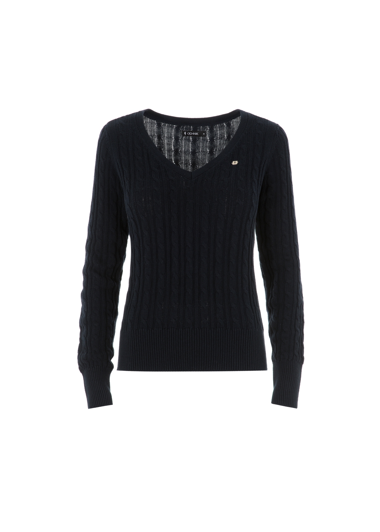 Granatowy sweter dekolt V damski SWEDT-0148-69(Z21)-02