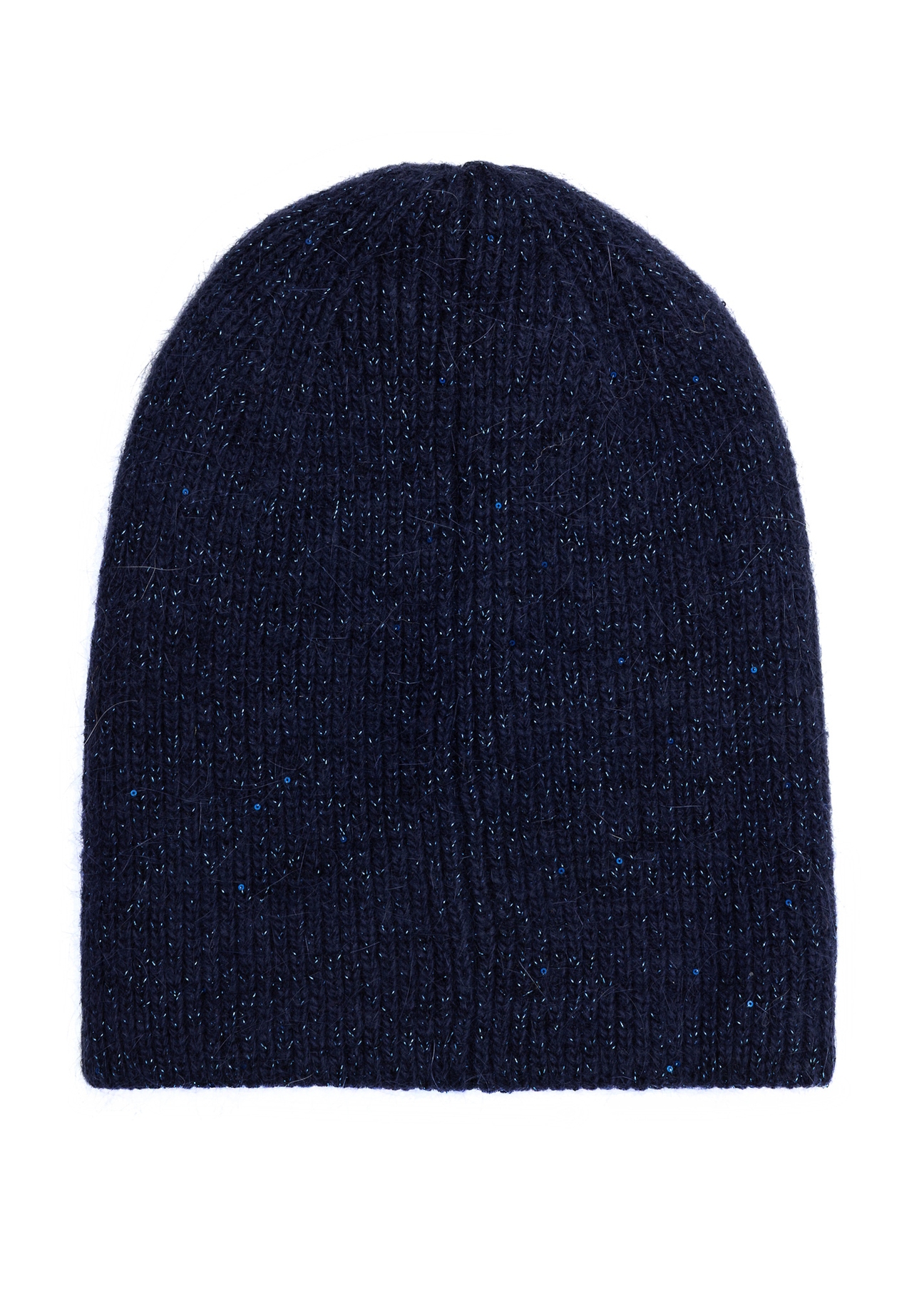 Granatowa czapka damska CZADT-0209-69(Z25) - widok produktu z tyłu na białym tle.  