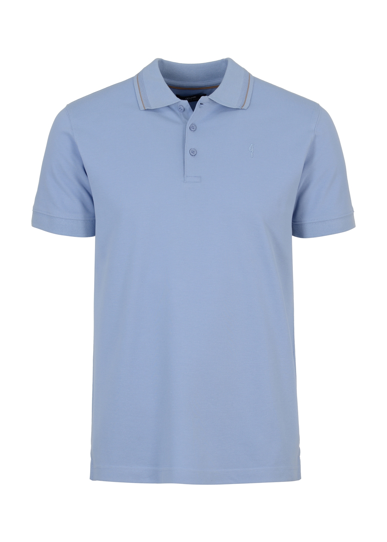 Błękitna koszulka polo z logo POLMT-0056-61(W23)-03