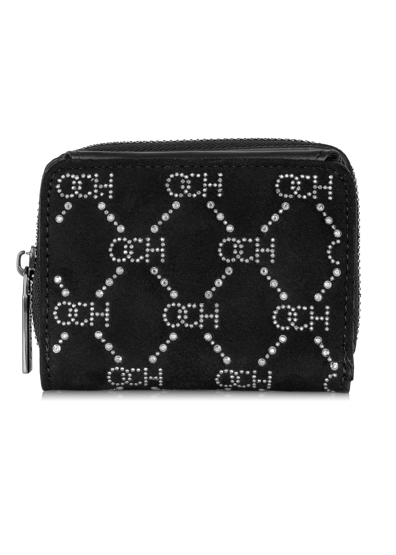 Czarny mały portfel z monogramem damski POREC-0341-99(Z23)-01