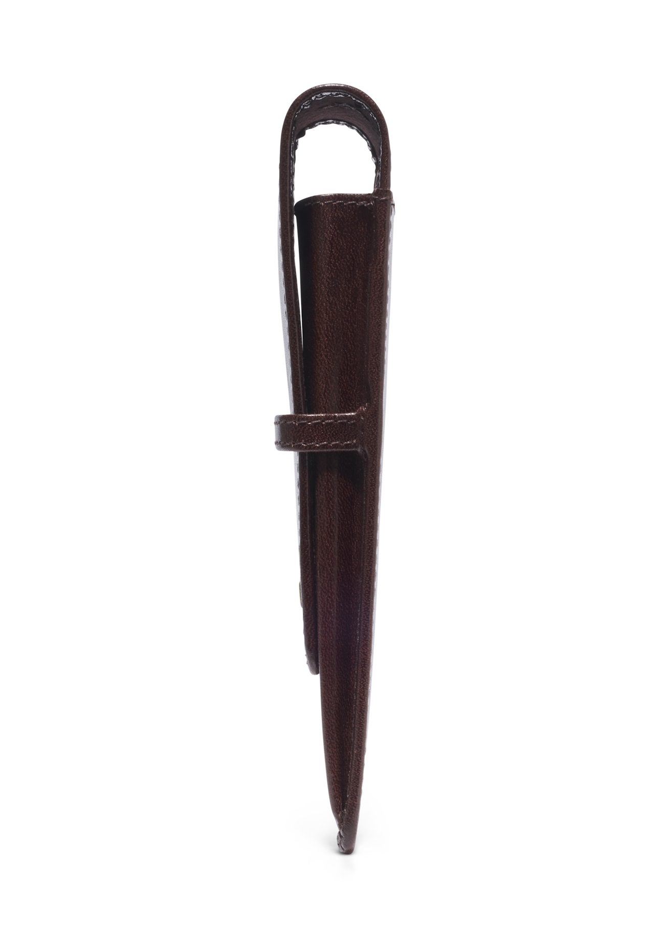 Bordowe skórzane etui na długopisy PL-178-4D(KS), widok produktu z boku na białym tle.