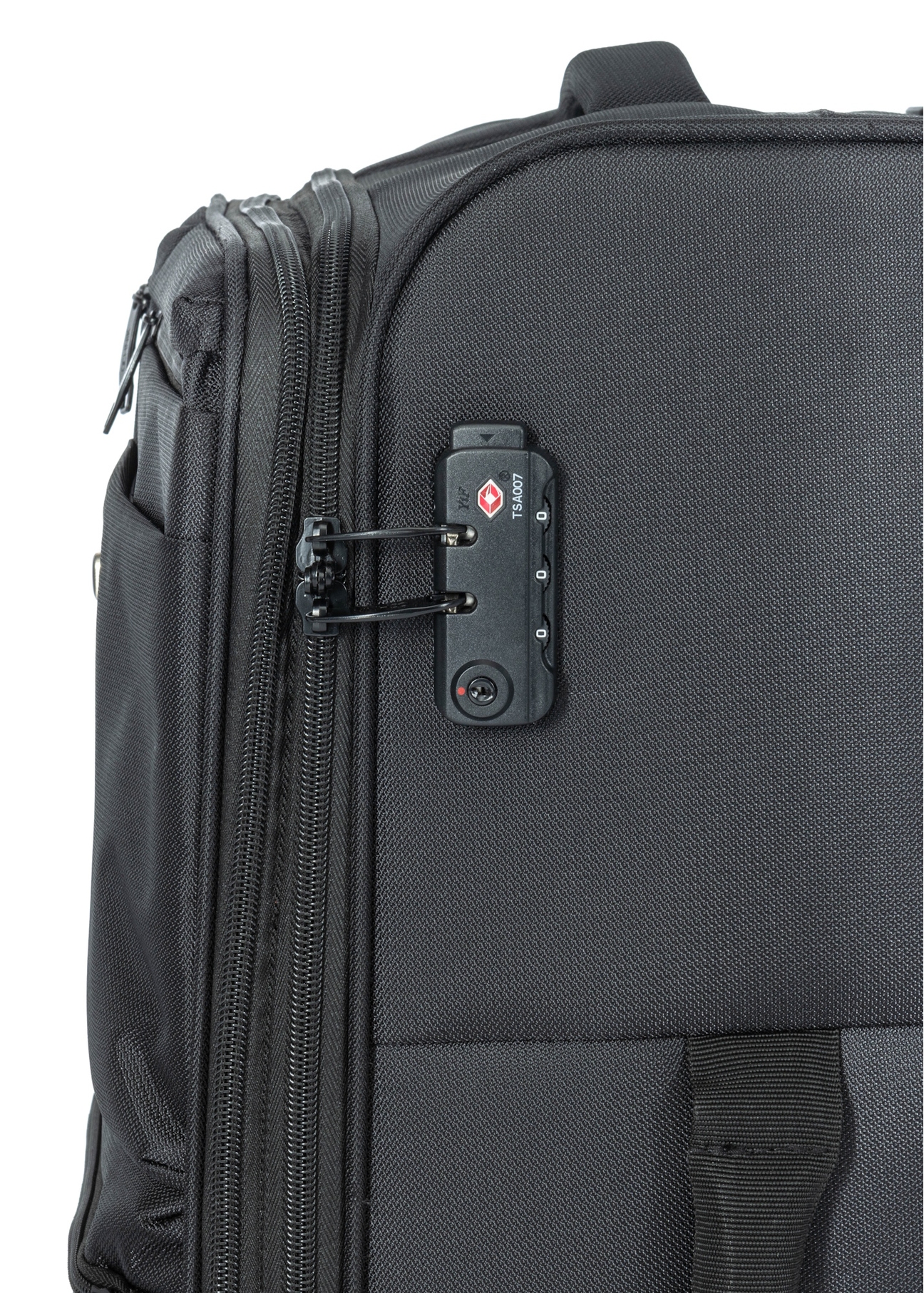 Komplet walizek na kółkach 19"/24"/28" WALNY-0048-99(W26), zbliżenie na zamek produktu na białym tle.