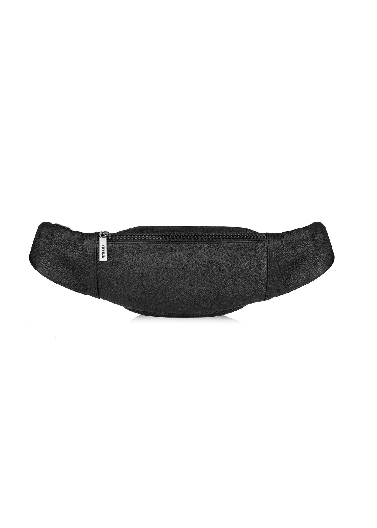 Czarna skórzana nerka męska  TORMS-0440B-99(Z25), widok produktu tyłem na białym tle.