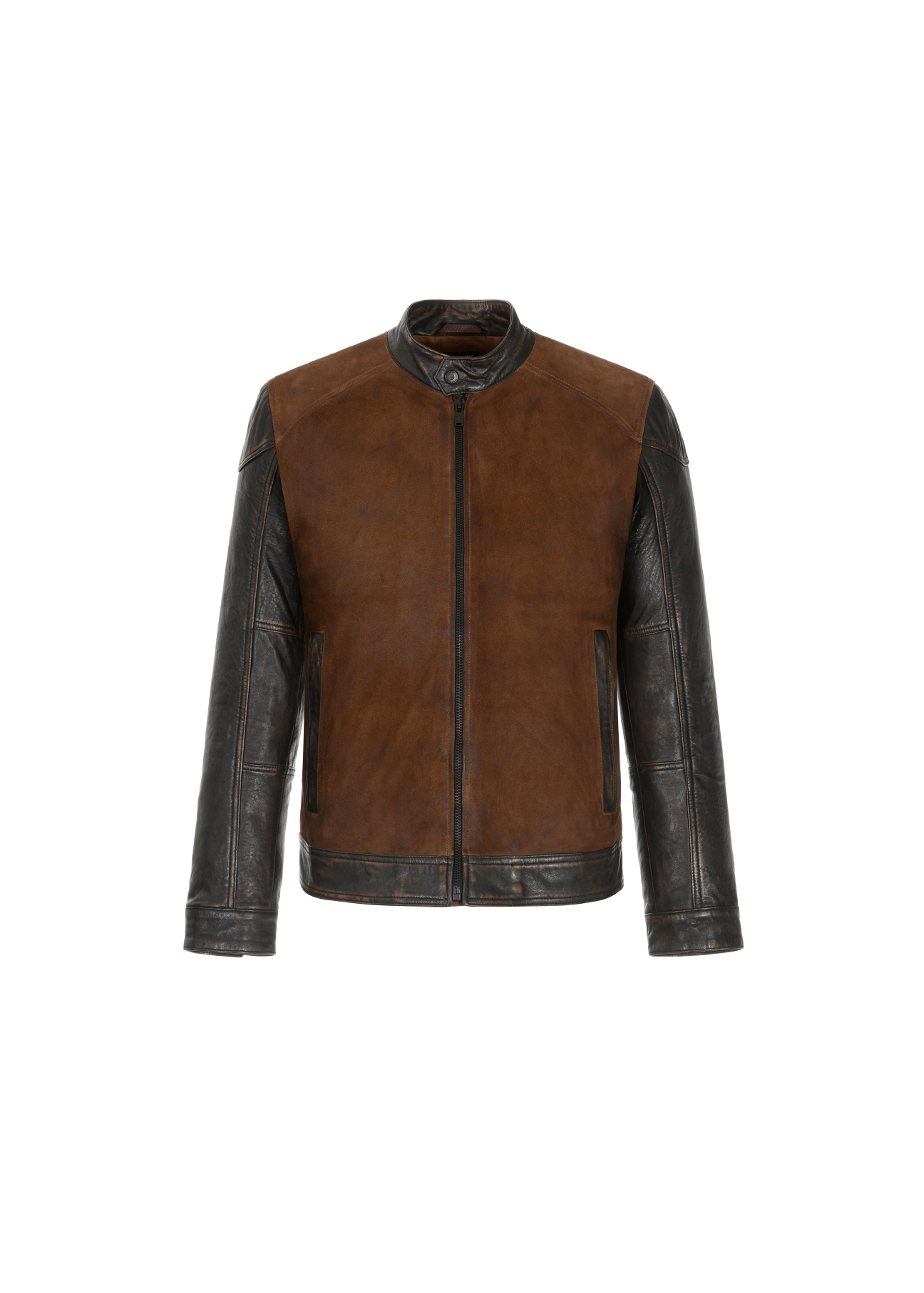 Skórzana kurtka męska z efektem used look KURMS-0250-1154(Z21)-03