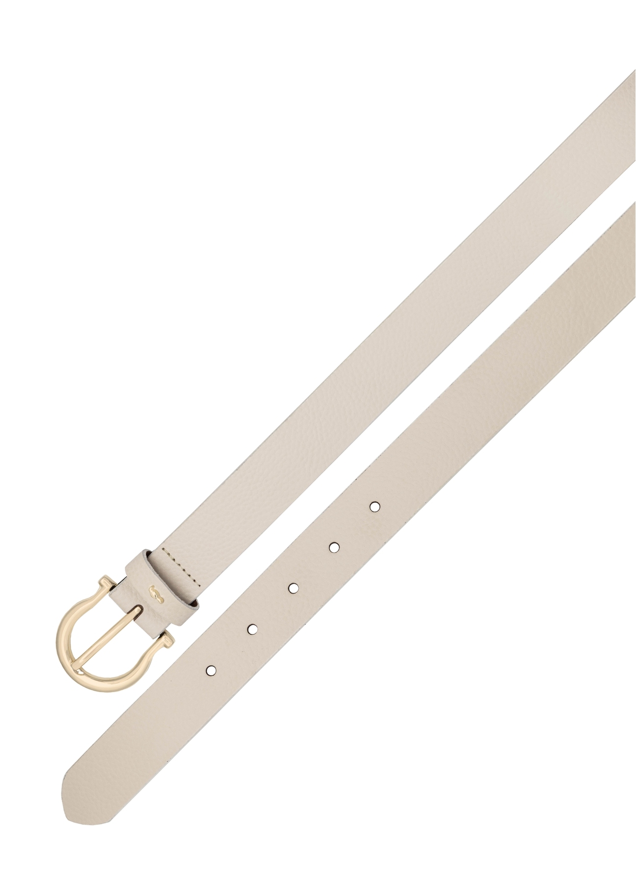 Skórzany pasek damski w kolorze białym PASDS-0274-0B(W26), widok produktu z góry na białym tle.