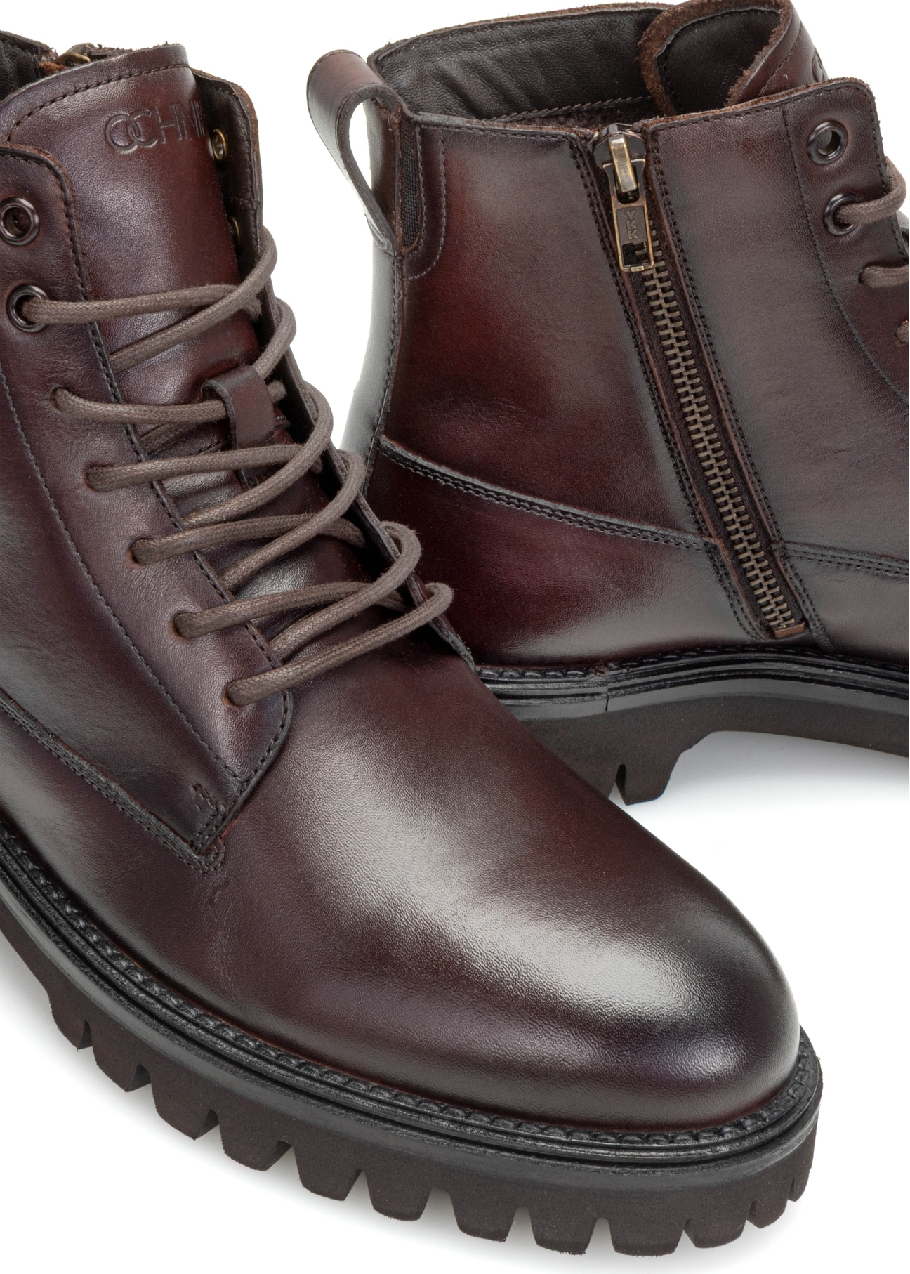 Skórzane trzewiki męskie w kolorze brązowym BUTYM-0507-89(Z25)