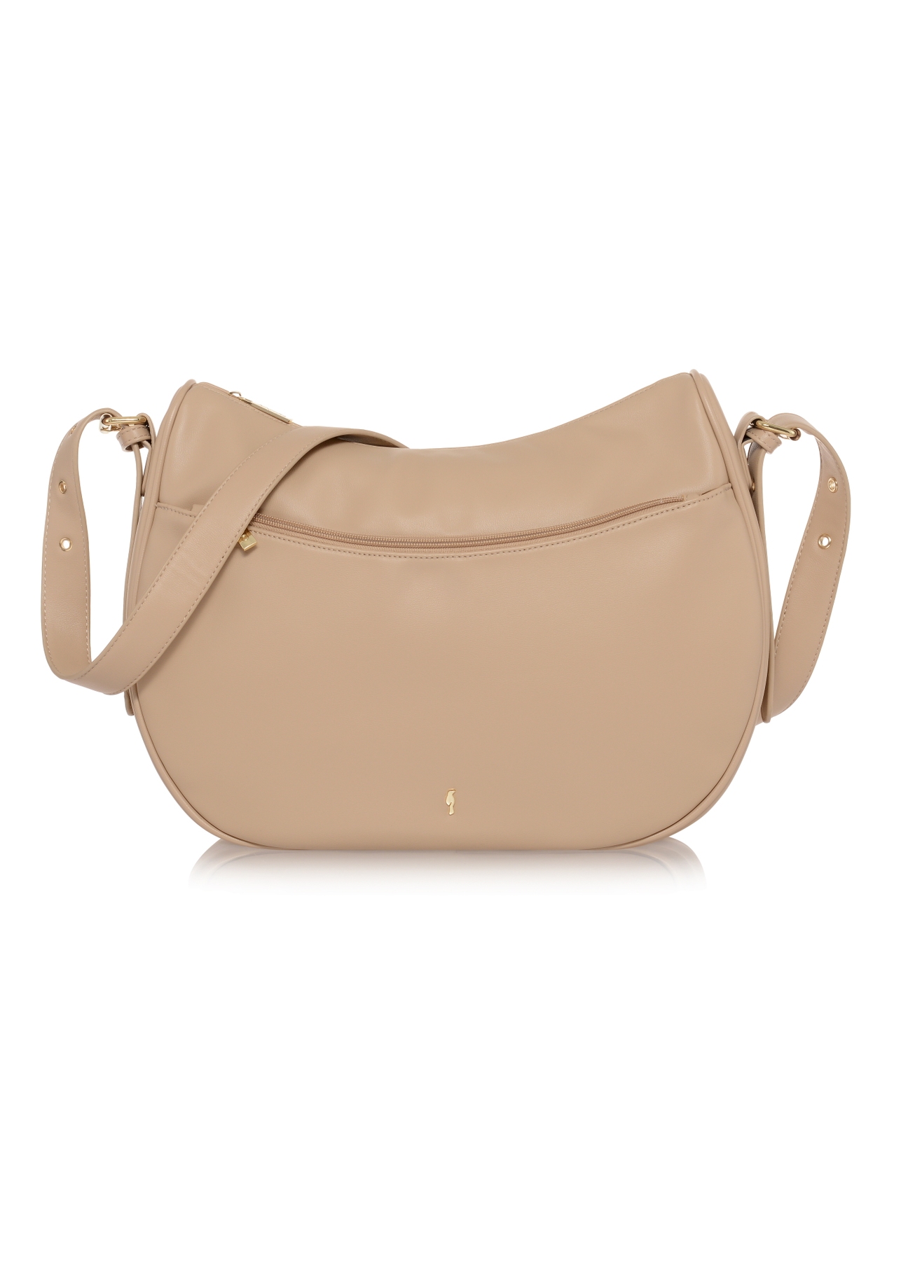Beżowa torebka damska typu saddle bag TOREC-0814-80(W23)-01