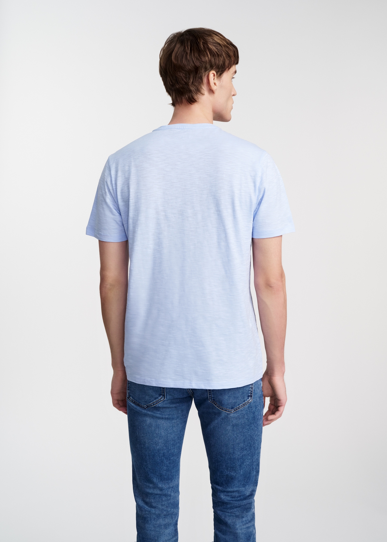Błękitny bawełniany t-shirt męski TSHMT-0121-50(W25)-04
