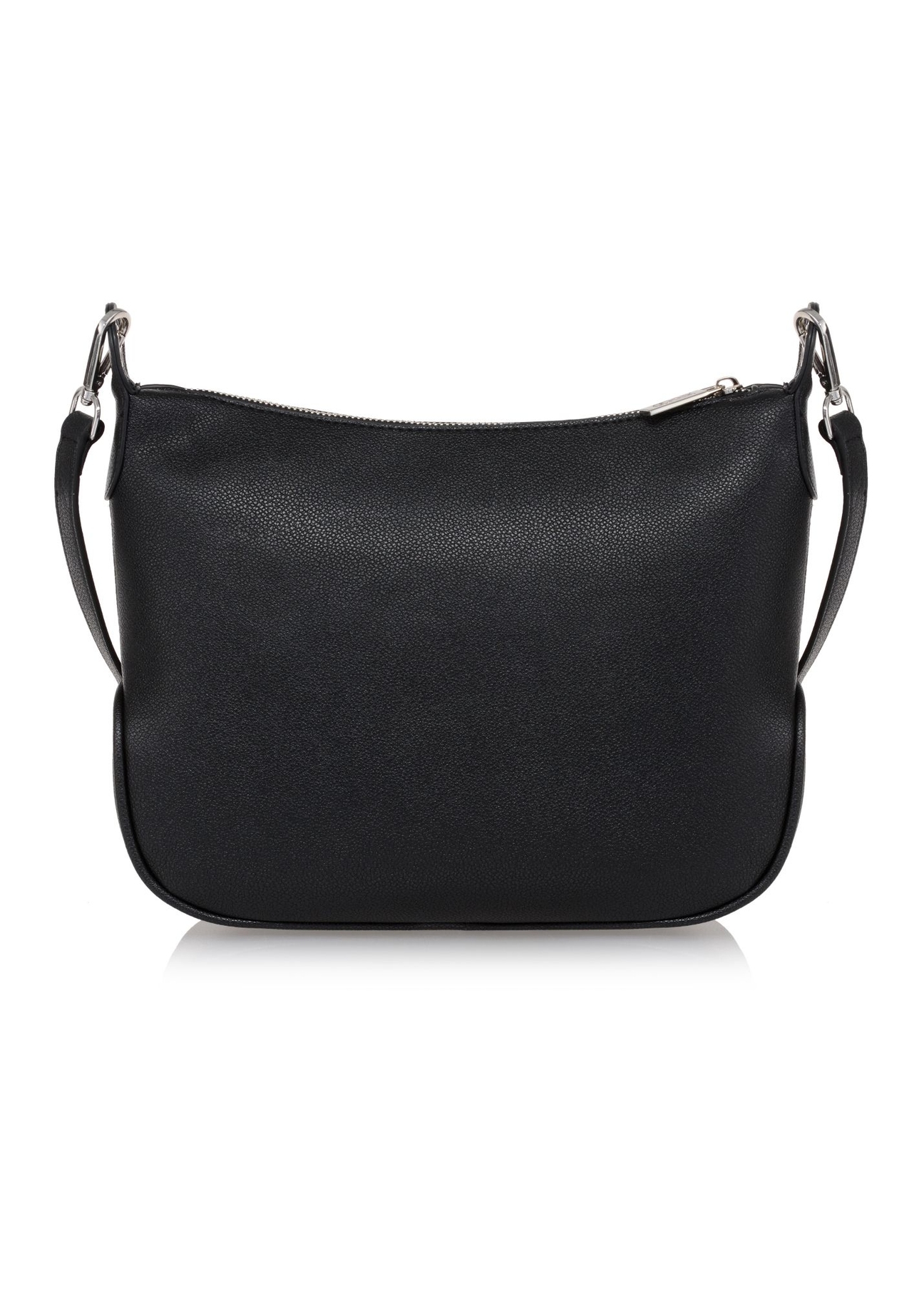 Czarna torebka damska w stylu hobo TOREC-0829A-99(Z25) - widok produktu z tyłu na białym tle. 
