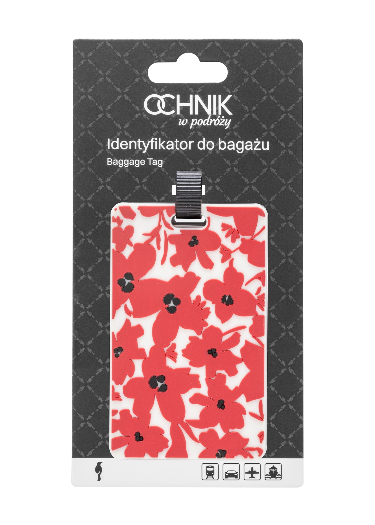 Identyfikator do bagażu AW-012-0008-42(W25), widok produktu z przodu na białym tle.