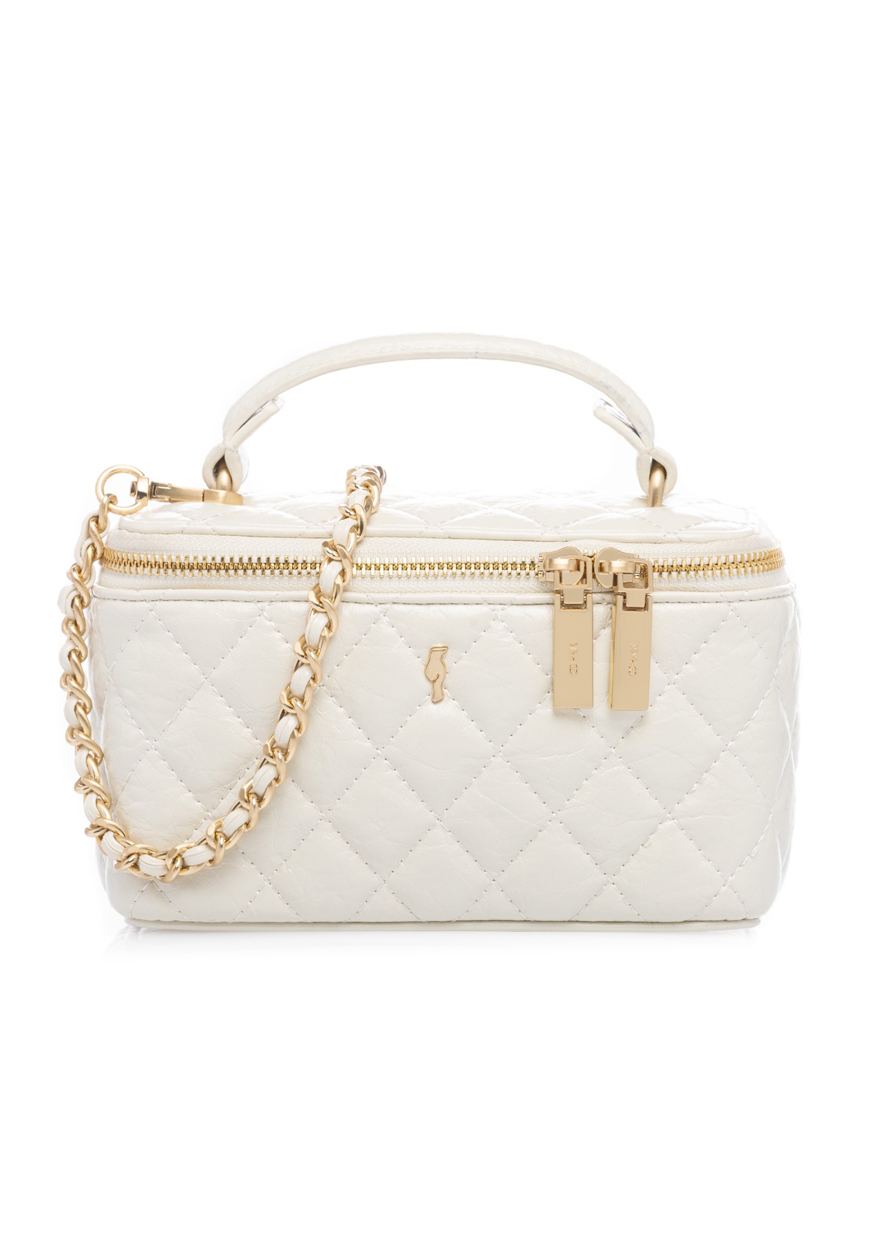 Kremowa kosmetyczka damska TOREC-1197-0A(W26), widok produktu z przodu na białym tle.