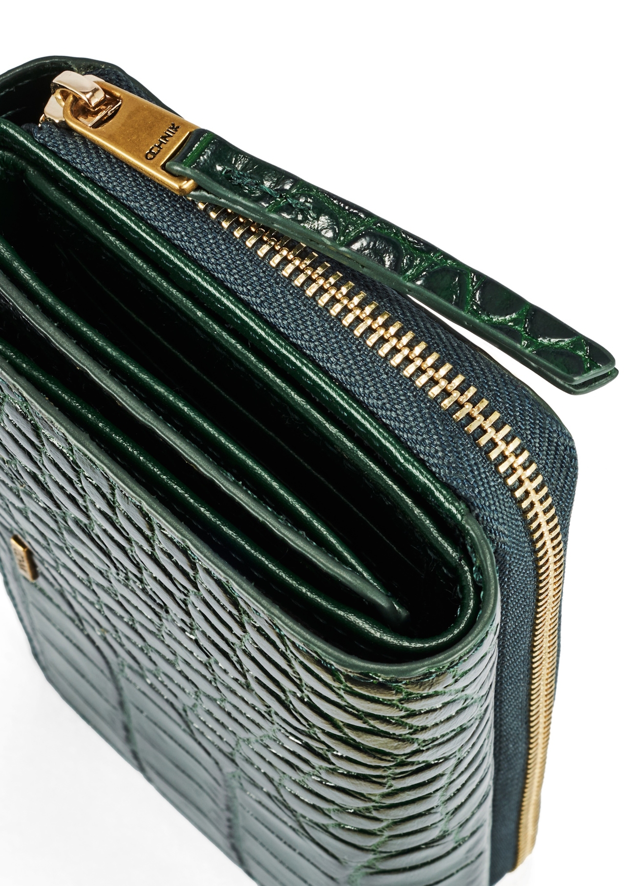 Zielony skórzany portfel damski croco PORES-0952-51(W25)