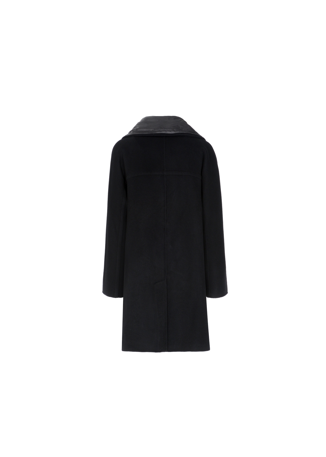 Wełniany czarny płaszcz damski PLADT-0036-99(Z20)-03