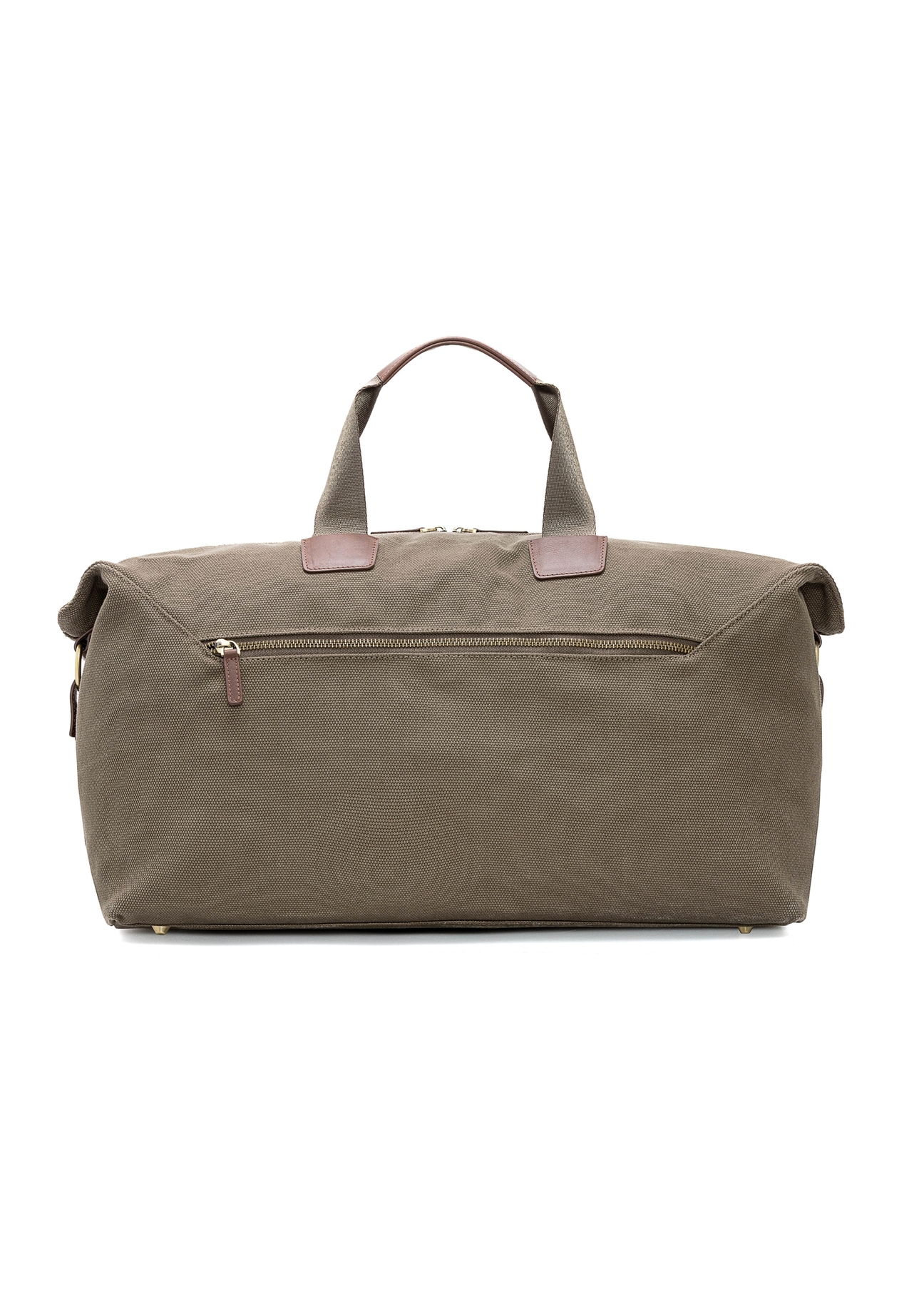 Torba podróżna w kolorze khaki TORMN-0372-55(Z25), widok produktu od tyłu na białym tle.