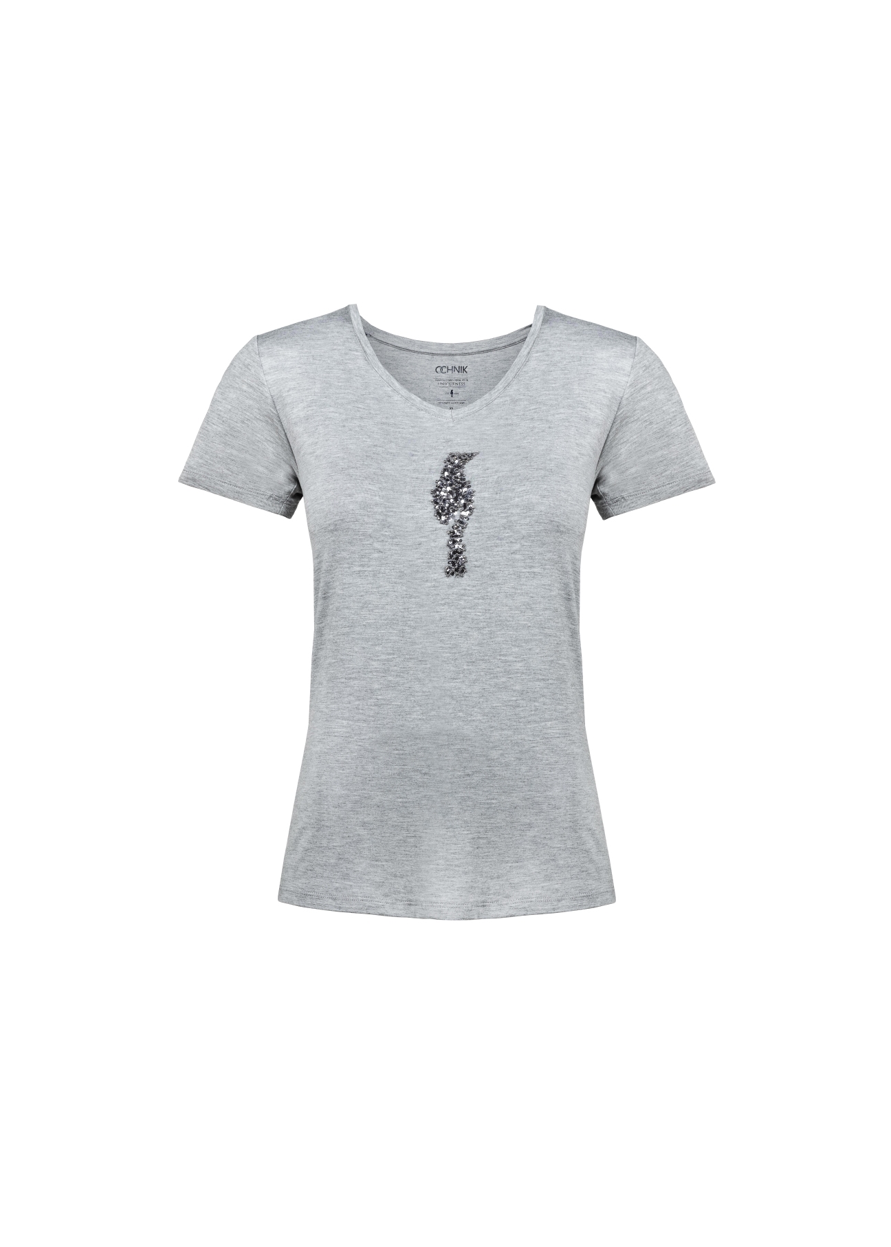 Szary T-shirt damski z wilgą TSHDT-0080-91(Z21)-04