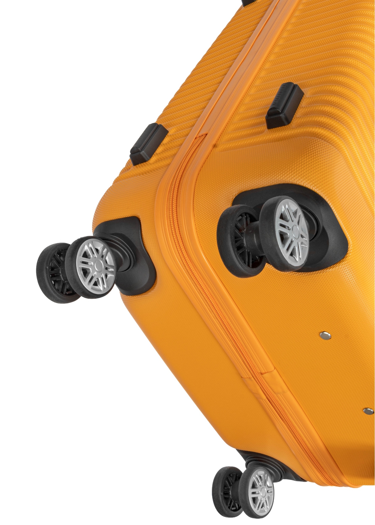 Komplet walizek na kółkach 19'/24'/28' WALAB-0040-3A(W26), widok kółek produktu na białym tle.