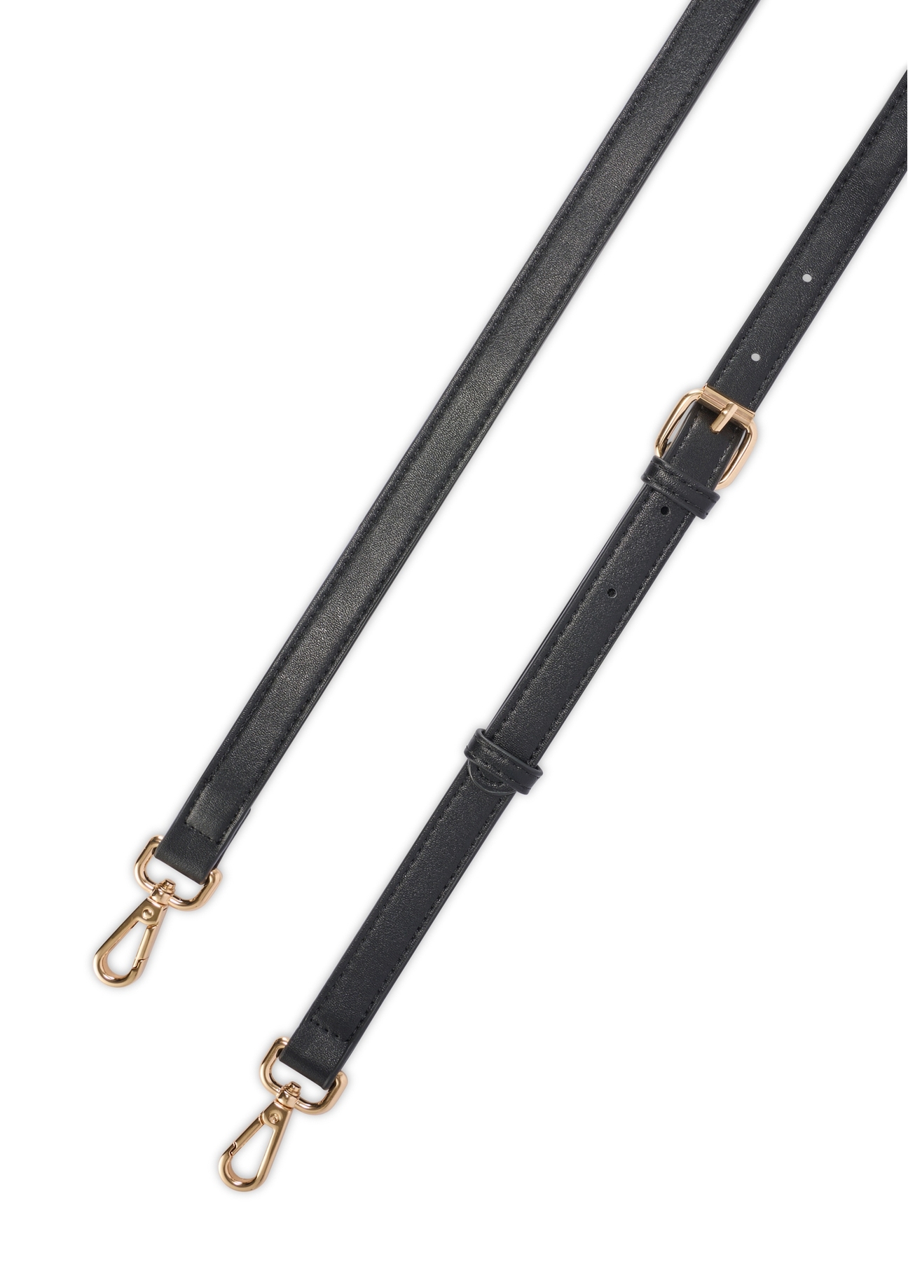 Czarna torba damska z imitacji skóry TOREC-1143-99(W26), widok paska produktu na białym tle.