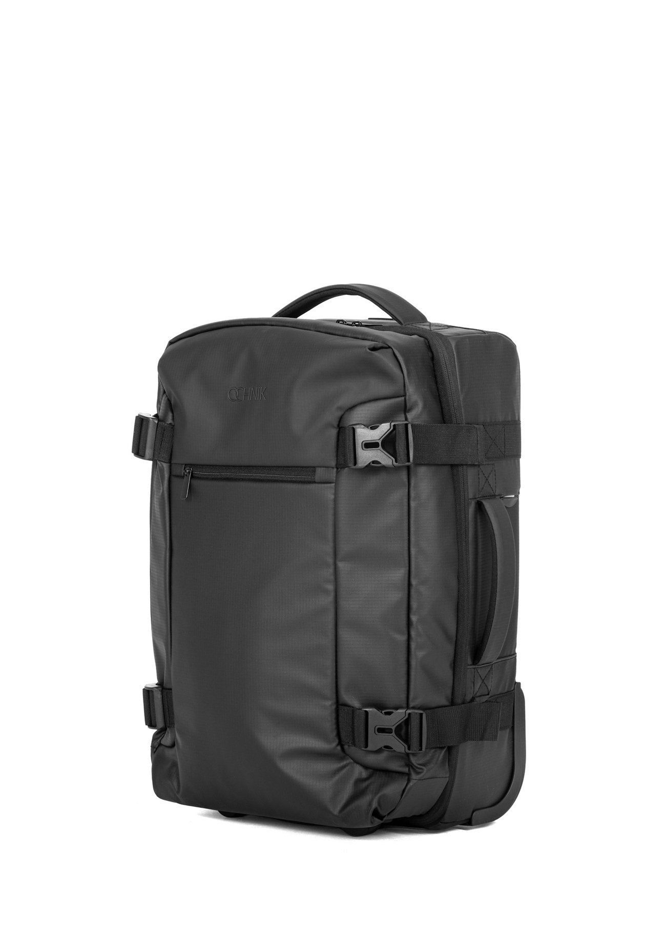 Walizka mała na kółkach WALNY-0047-99-19(W26) - widok produktu po skosie, na białym tle.