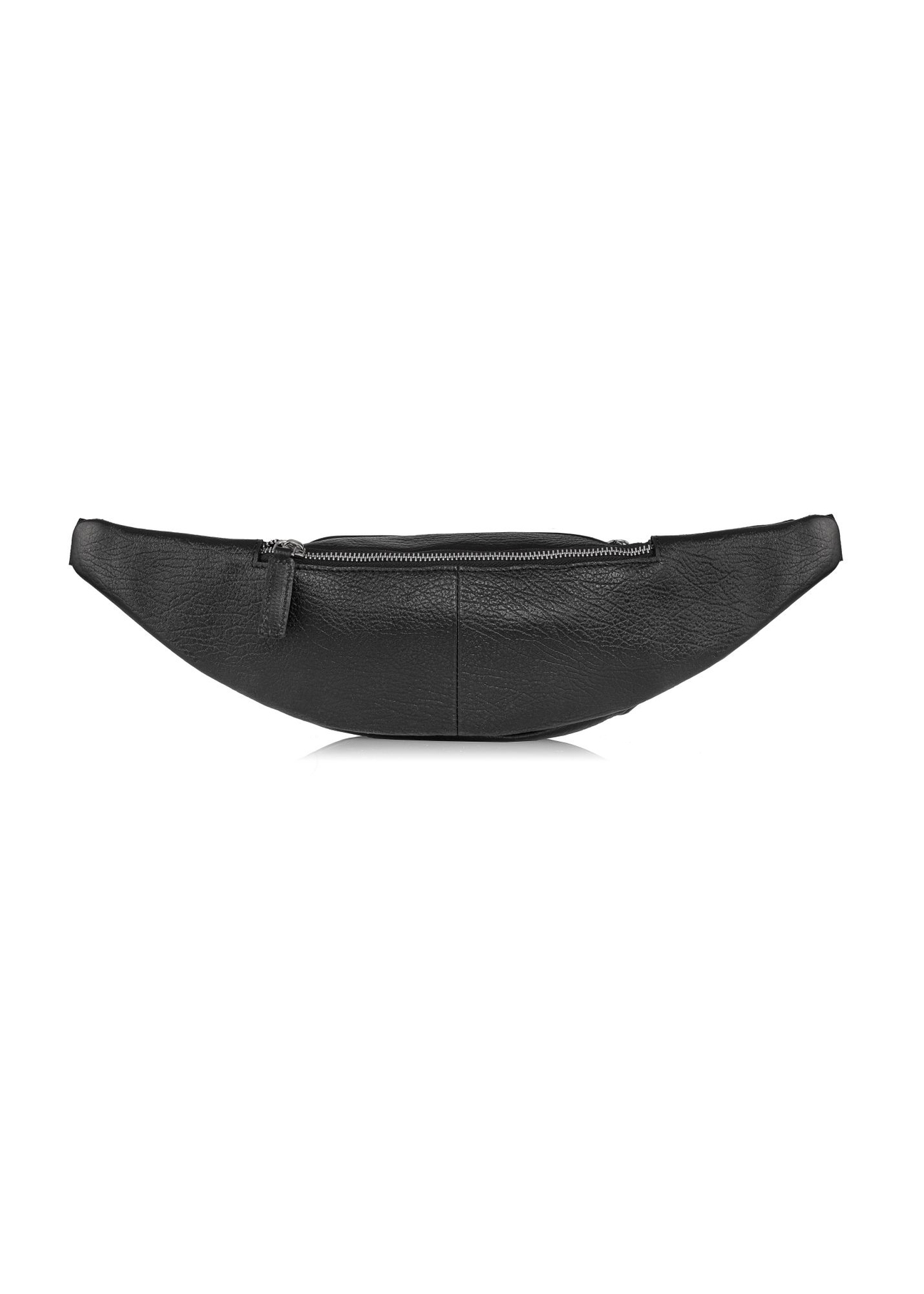 Czarna skórzana nerka męska z logo TORMS-0295A-99(Z25) - widok produktu z tyłu na białym tle.