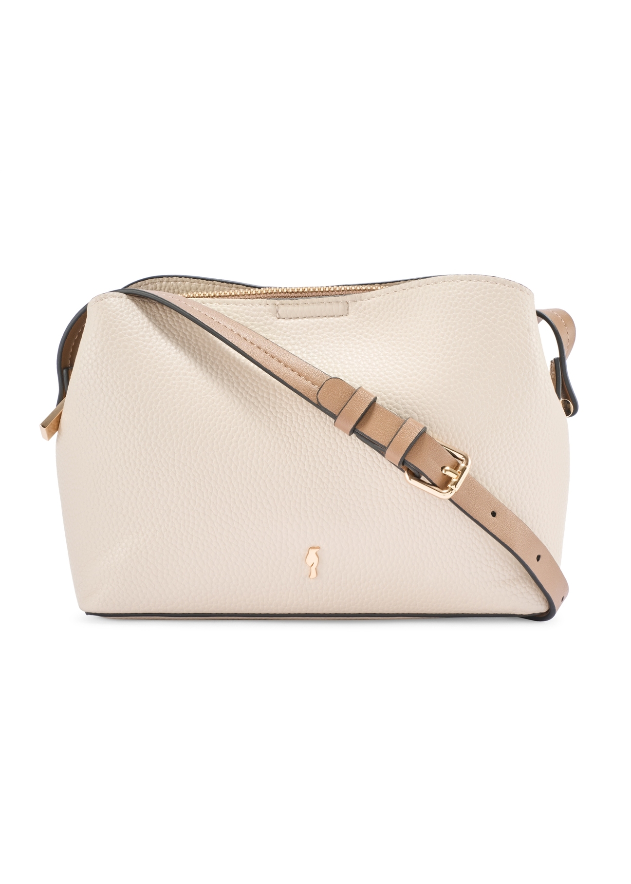 Mała kremowa torebka damska TOREC-0768-0B(W26), widok produktu od przodu na białym tle.