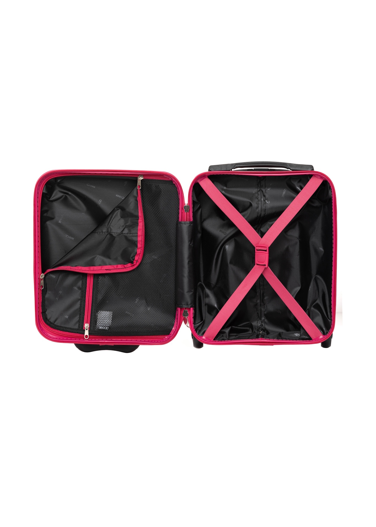 Walizka kabinowa na kółkach WALAB-0040-5E-16(W26), widok produktu w środku na białym tle.