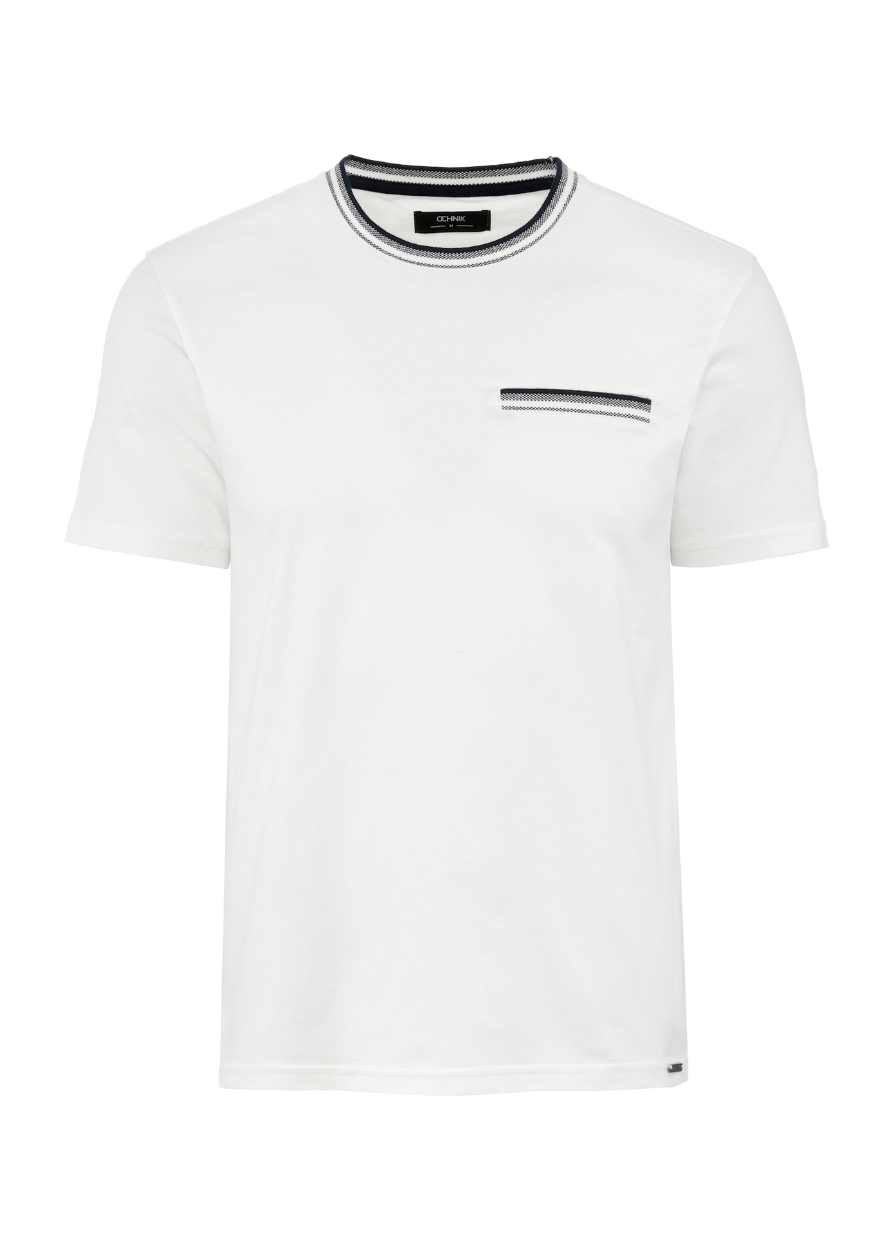 Biały T-shirt męski z bawełny TSHMT-0123-12(W25)-01