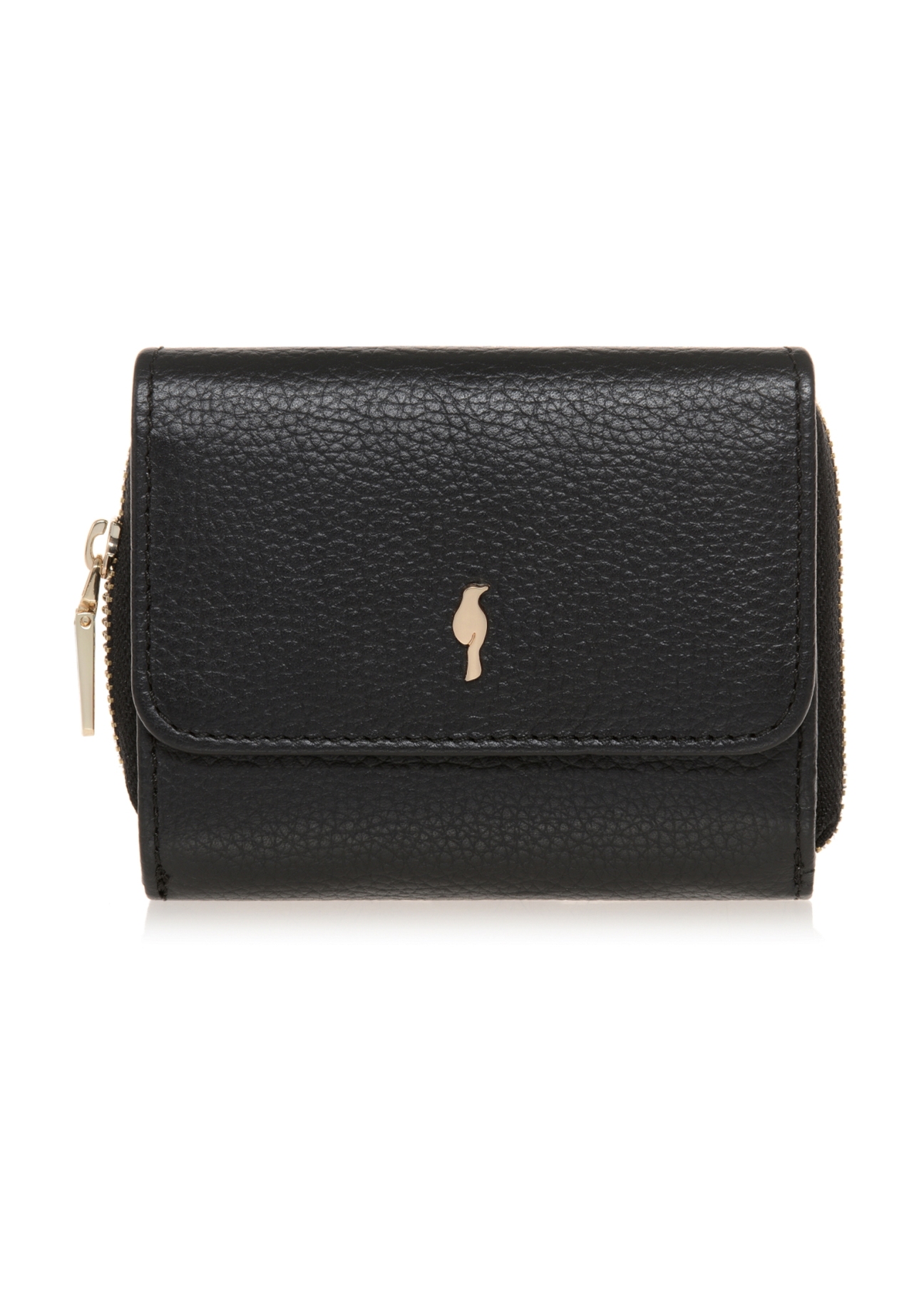 Mały czarny skórzany portfel damski PORES-0802A-99(W23)-01