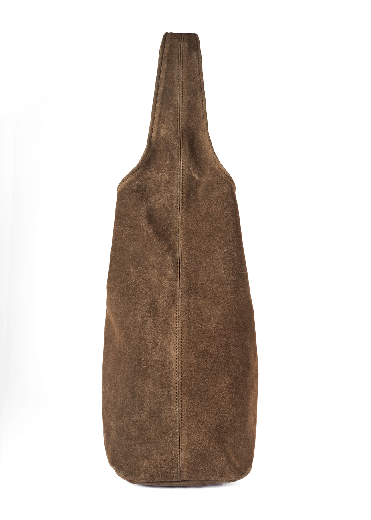 Zamszowa shopperka damska khaki TORES-1177-57(Z25), widok produktu z boku na białym tle. 