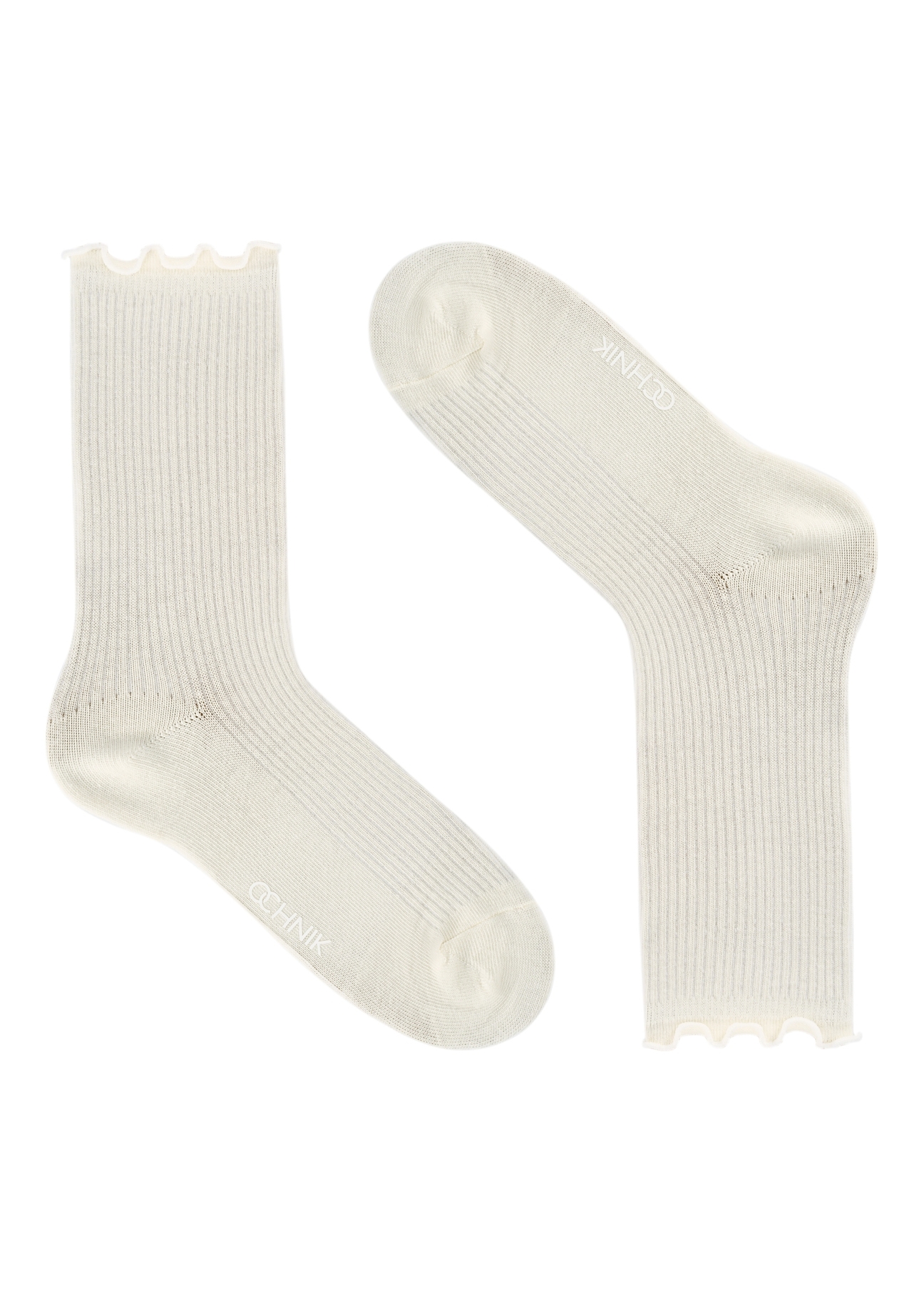 Zestaw skarpet damskich w kolorze ecru ZESDT-0037-12(Z25), widok jednej pary produktu na białym tle.