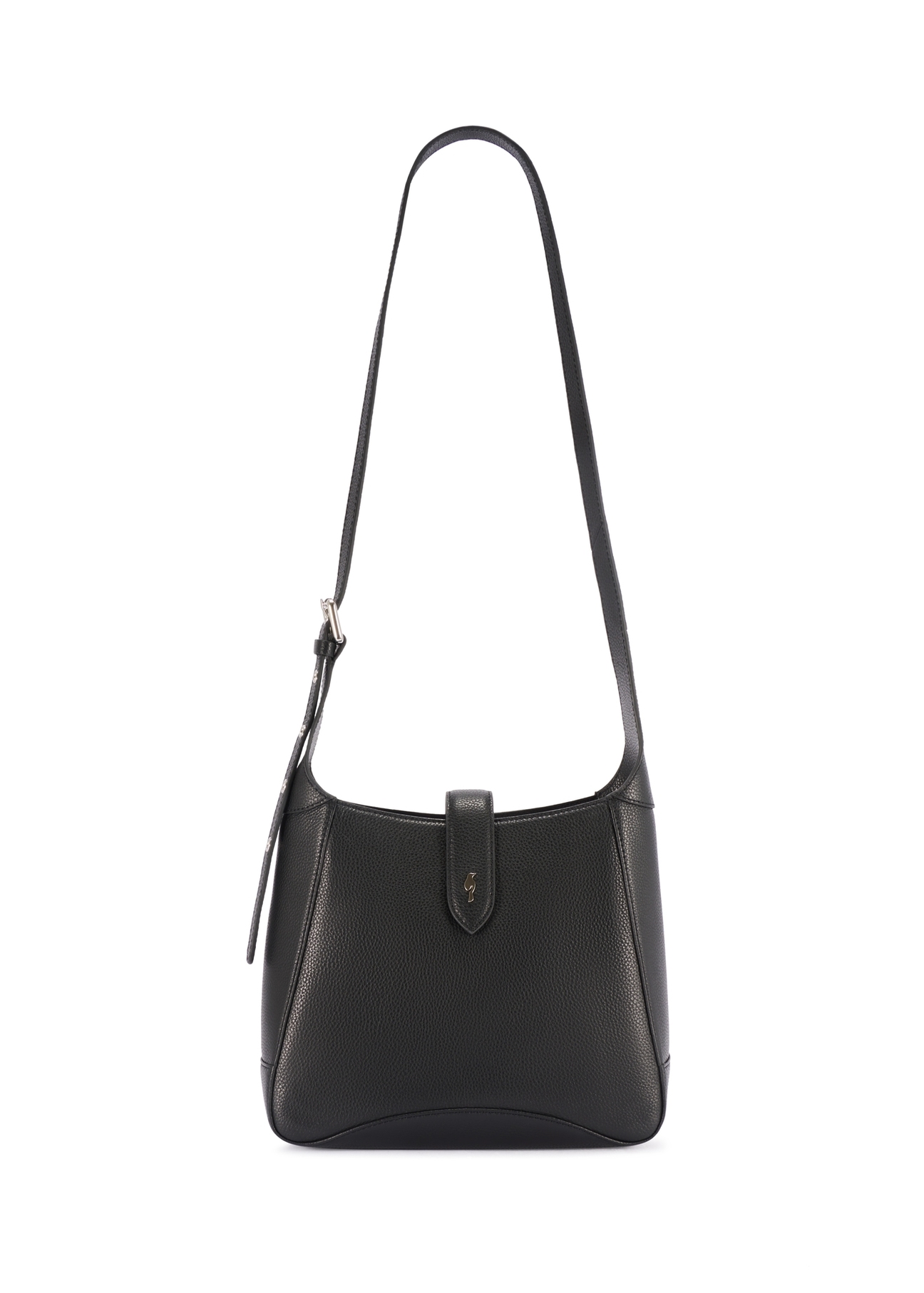 Czarna skórzana torebka na ramię TORES-1211-9I(W26) - widok produktu z przodu, na białym tle. 