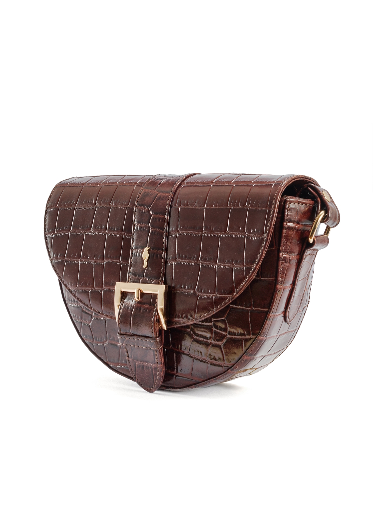 Brązowa skórzana torebka w stylu croco TORES-0707E-89(Z25)