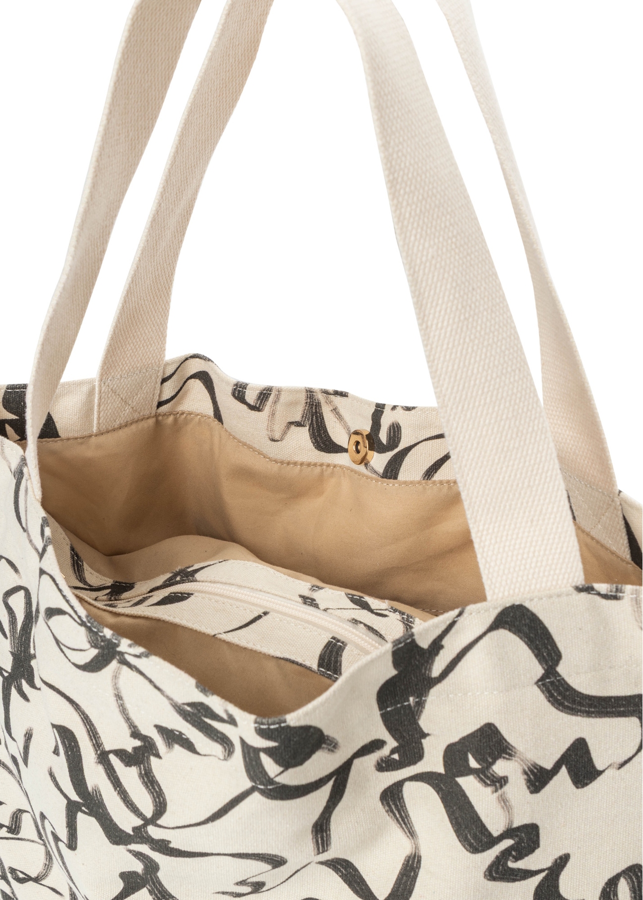 Bawełniana torba damska w kwiaty TOREN-0289-1P(W26), zbliżenie na detal produktu na białym tle.