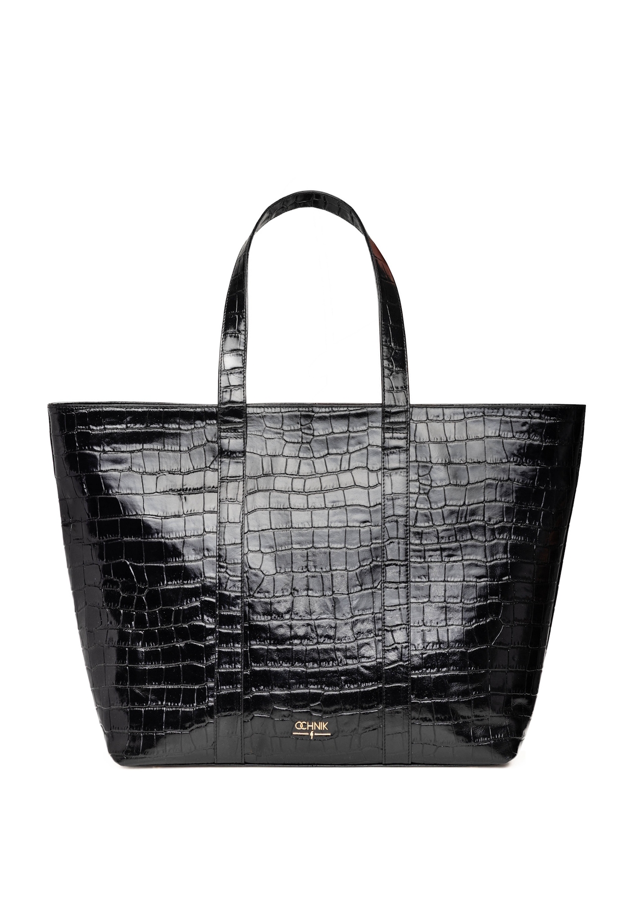 Torebka shopper damska croco TORES-0700C-9G(W26), widok produktu z przodu na białym tle.