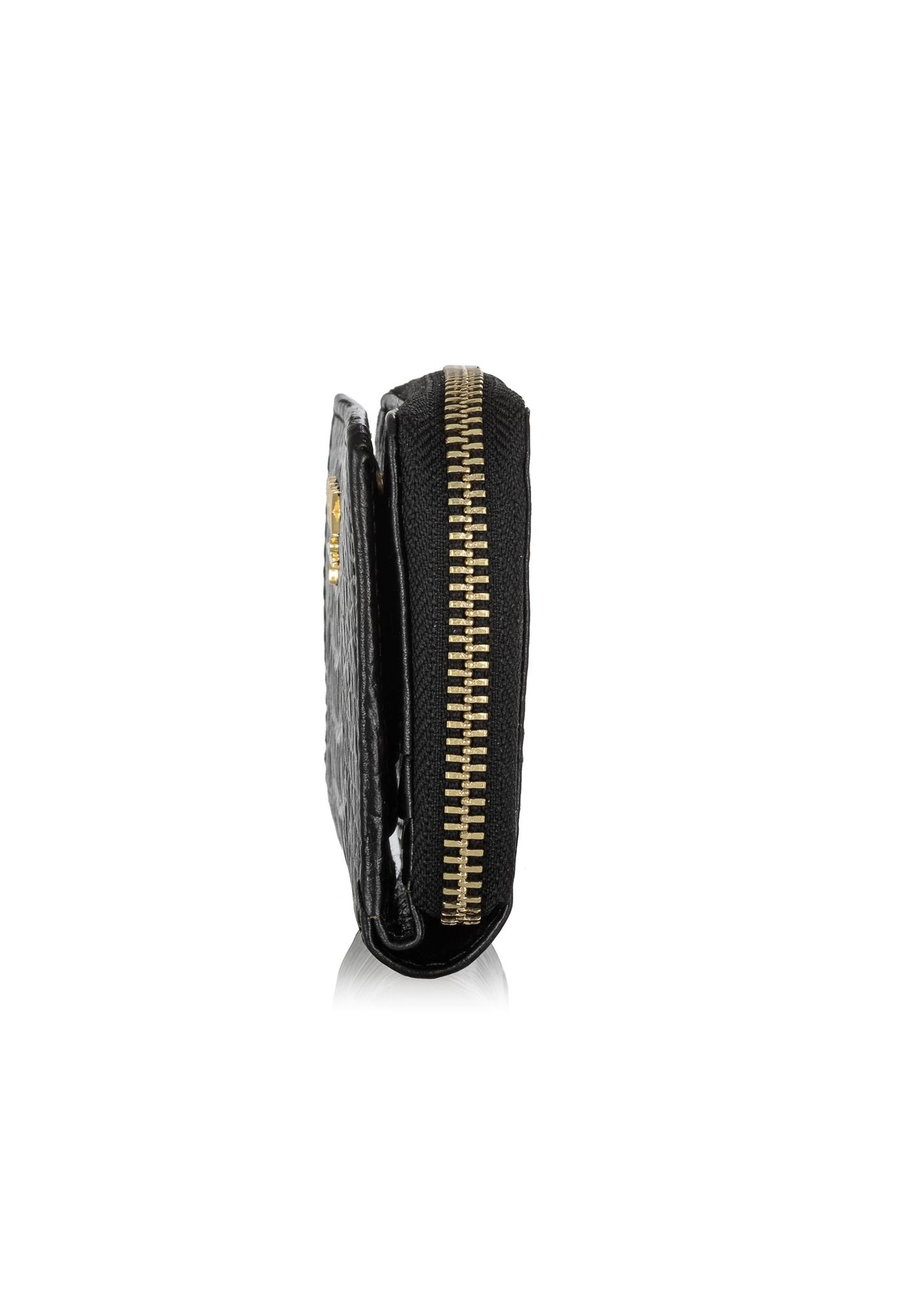 Skórzany czarny portfel damski croco PORES-0904A-97(W24)-03