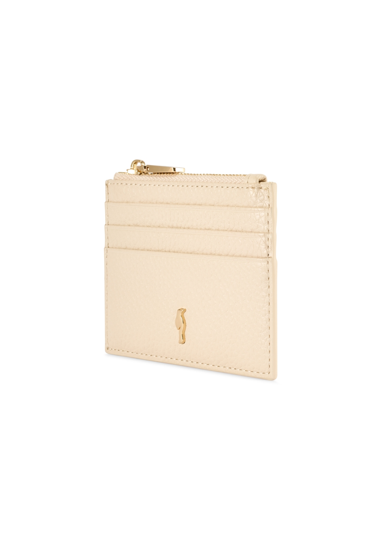 Mały skórzany portfel damski PORES-0806R-0B(W26), widok produktu skosem na białym tle.