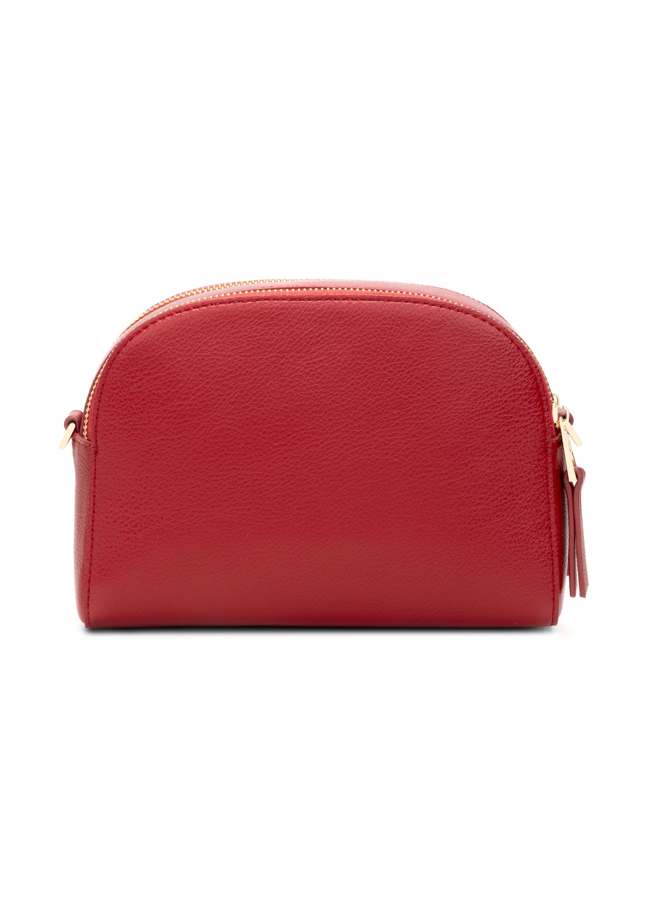 Mała czerwona torebka damska TOREC-0036E-42(Z25), widok produktu z tyłu na białym tle.