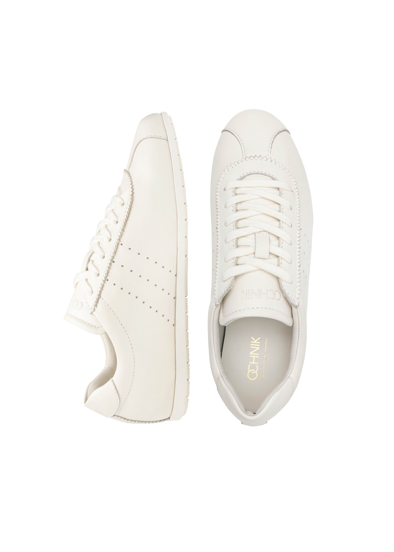 Kremowe skórzane buty damskie BUTYD-1261-0B(W26), widok produktu z góry na białym tle.