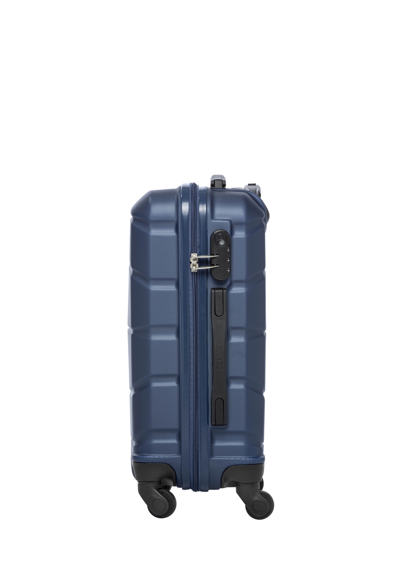 Walizka mała na kółkach WALAB-0077-7D-19(W26), widok produktu z boku na białym tle.