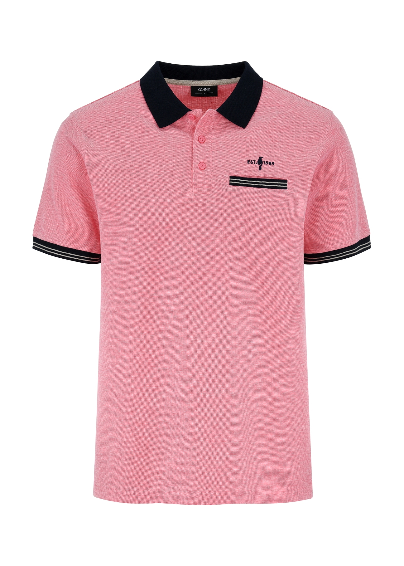 Łososiowa koszulka polo męska POLMT-0068-43(W24)-05