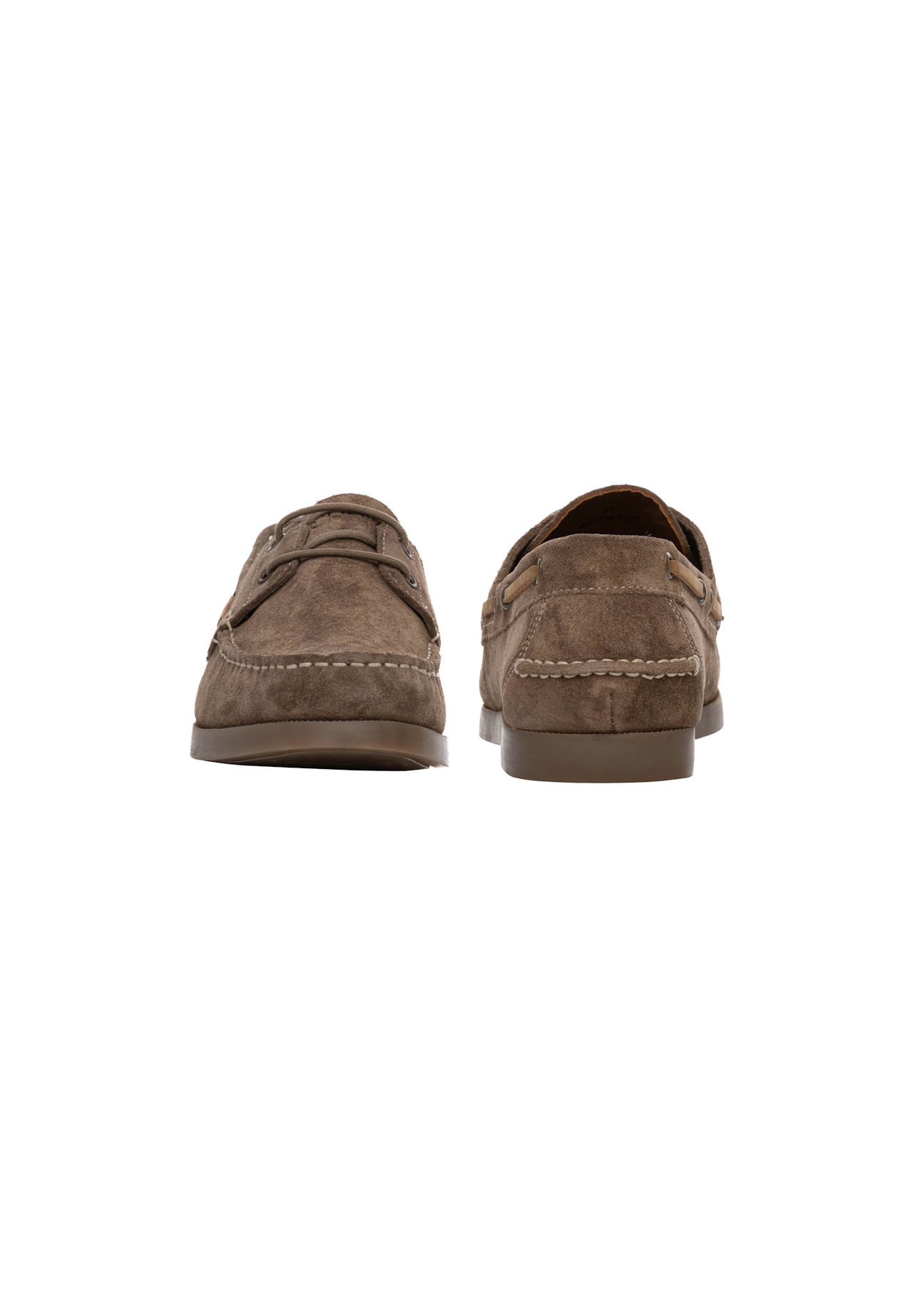 Skórzane buty męskie w kolorze chłodnego beżu BUTYM-0540-1K(W26), widok produktu z przodu i tyłu na białym tle.