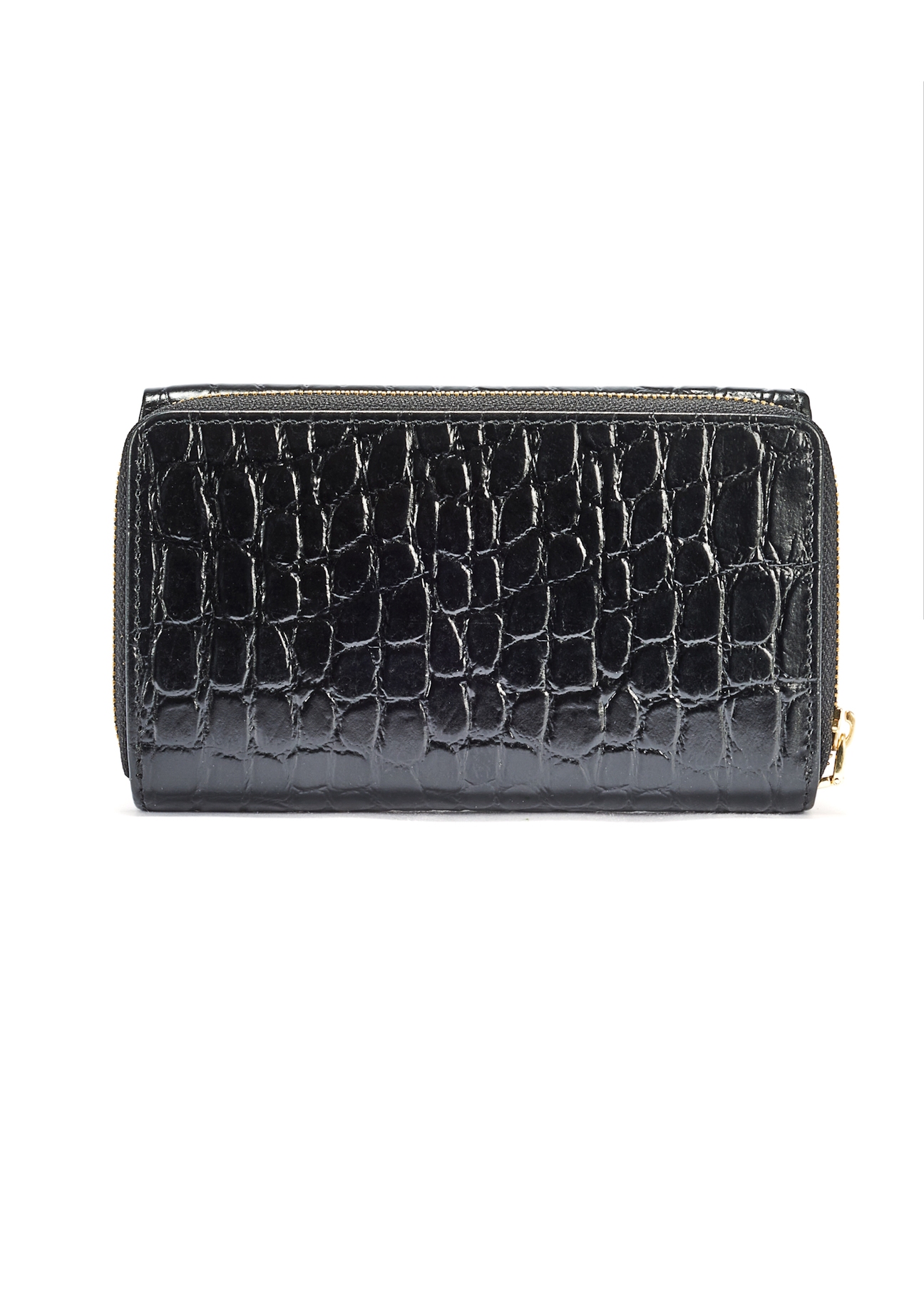 Czarny skórzany portfel damski croco PORES-0956-99(W25)