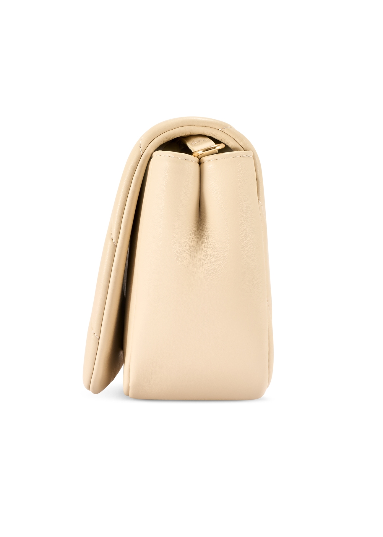 Kremowa torebka damska z przeszyciami TOREC-1151-0B(W26) - widok produktu z boku, na białym tle