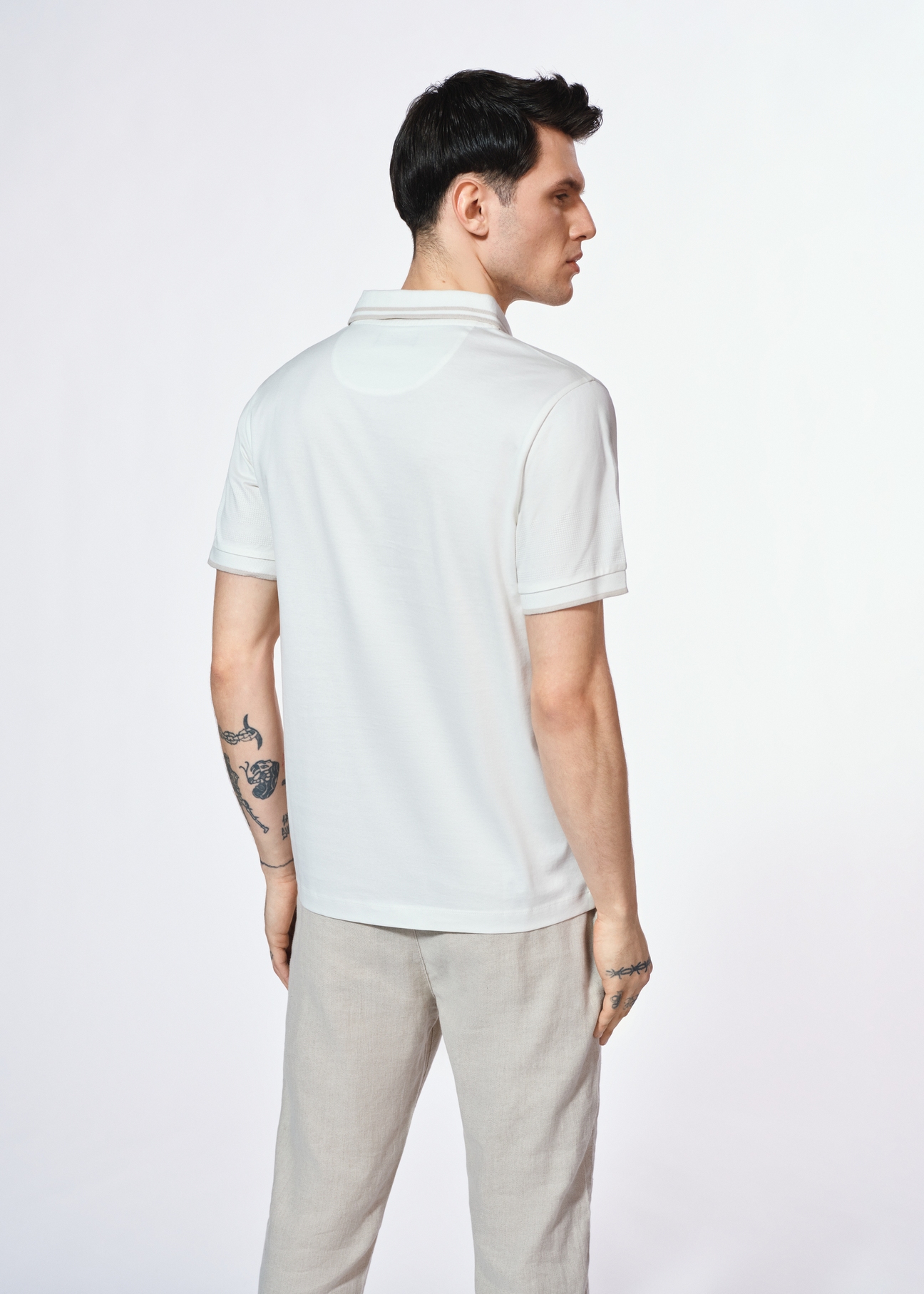 Biała koszulka polo z bawełny POLMT-0077-12(W25)